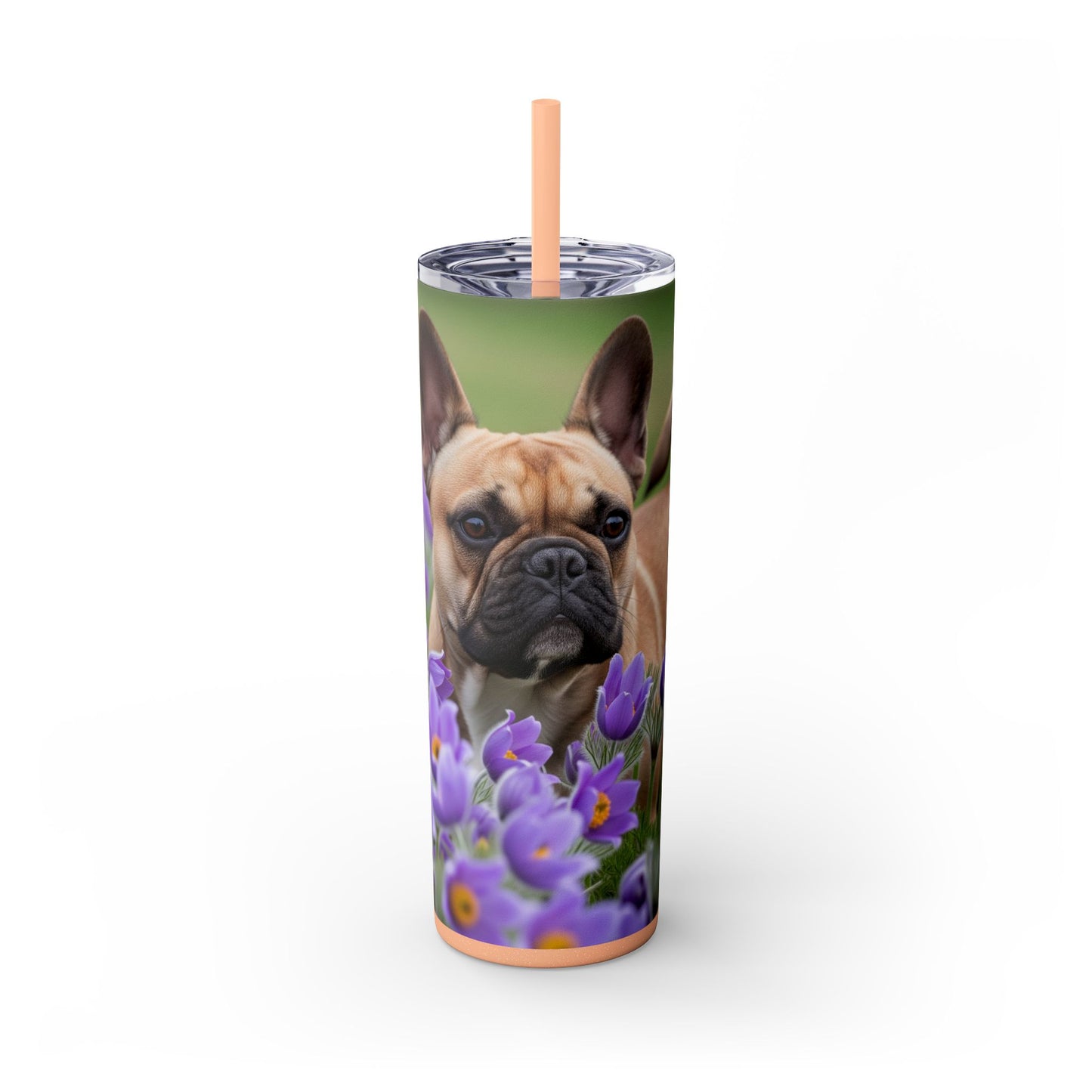 French Bulldog Skinny Tumbler with Straw, 20oz