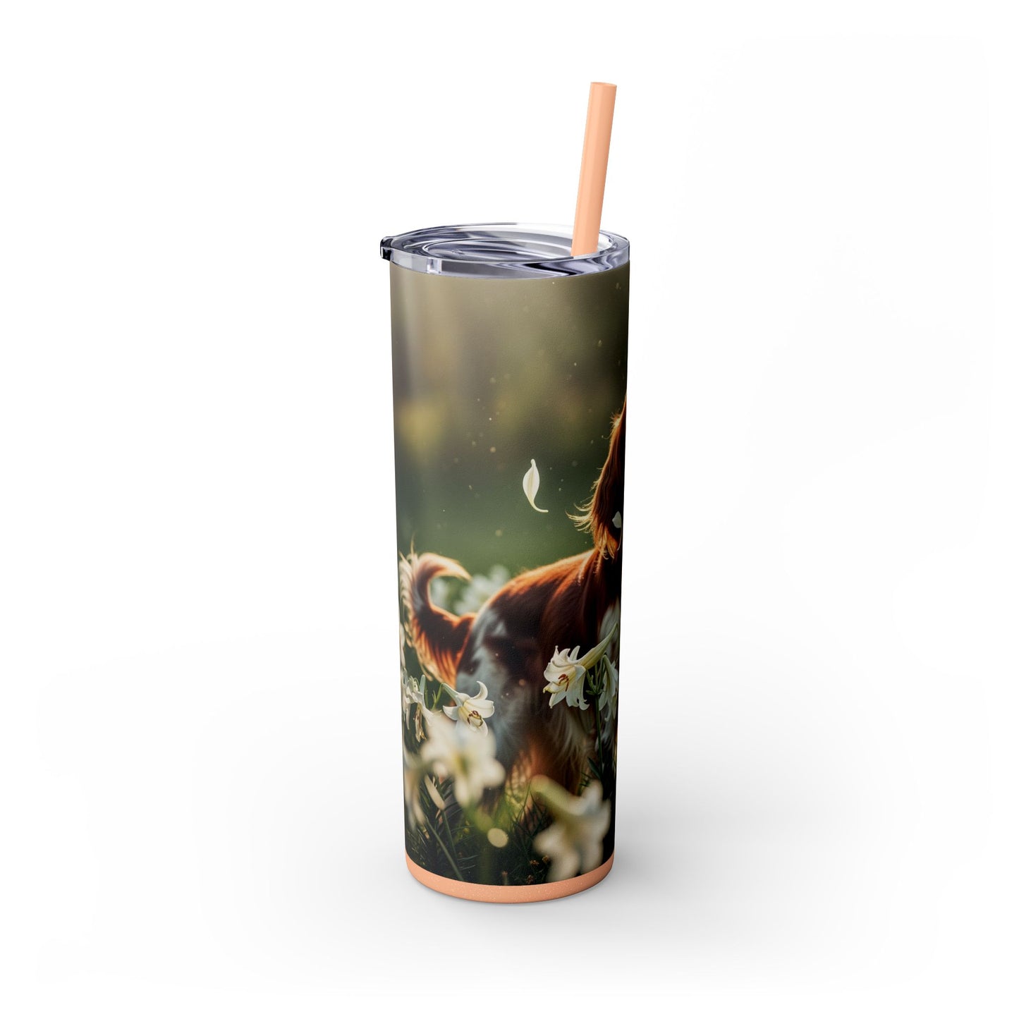Irish Red and White Setter Tumbler with Straw, 20oz