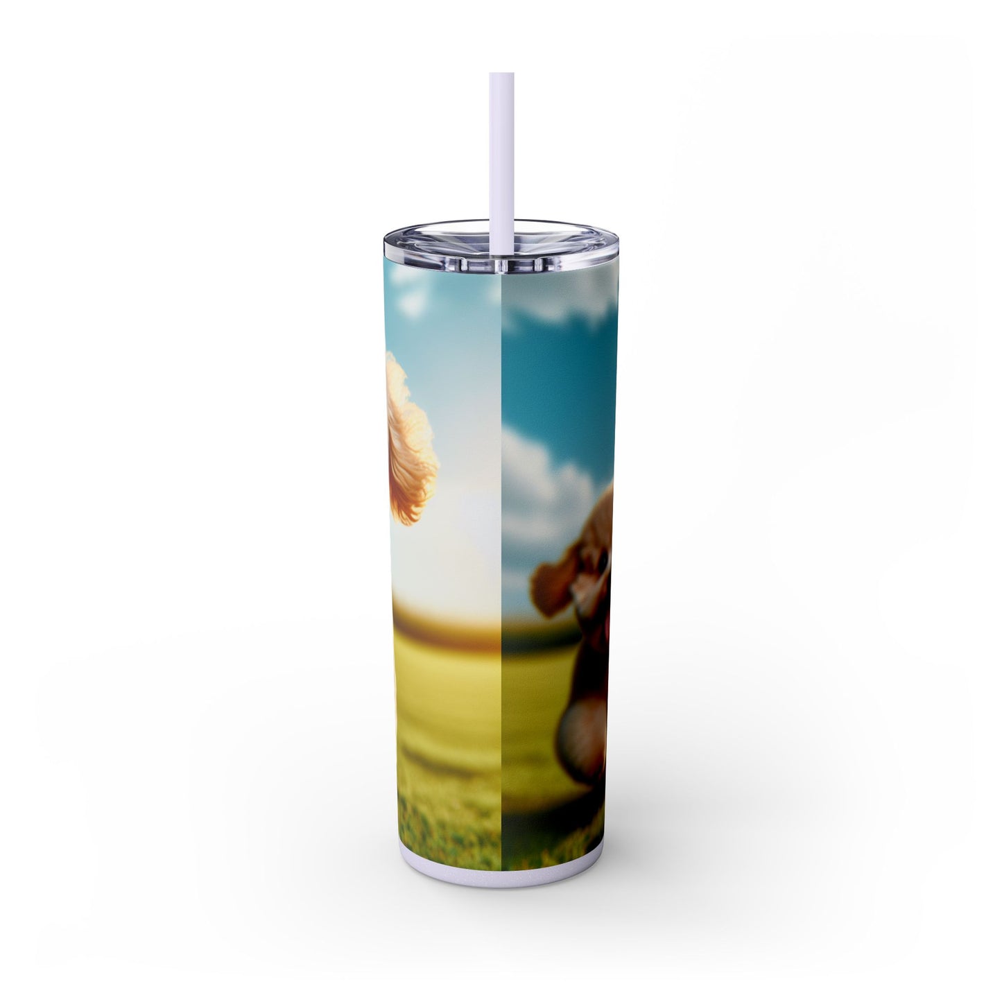 Toy Poodle Skinny Tumbler with Straw, 20oz