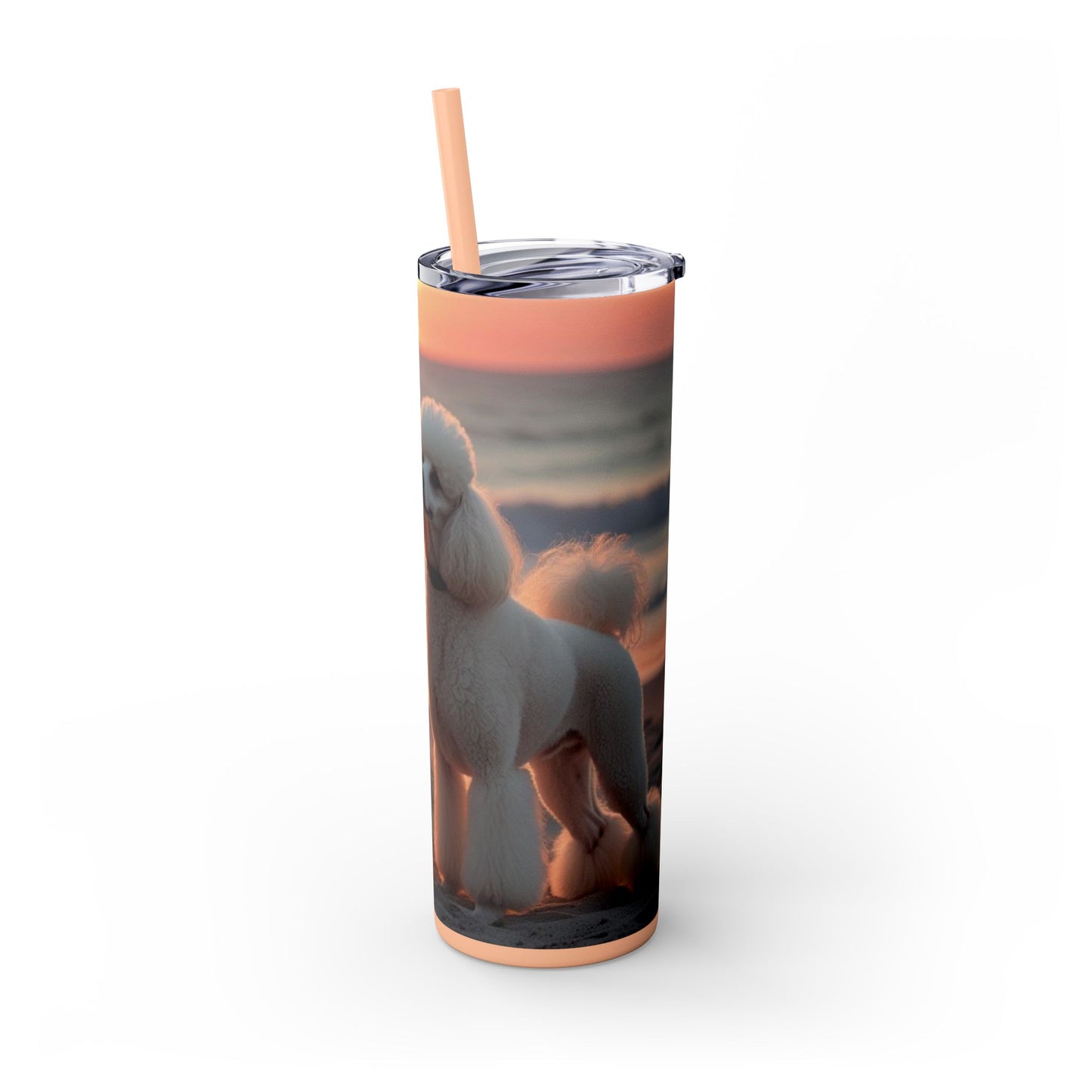 Poodle Love Skinny Tumbler with Straw, 20oz