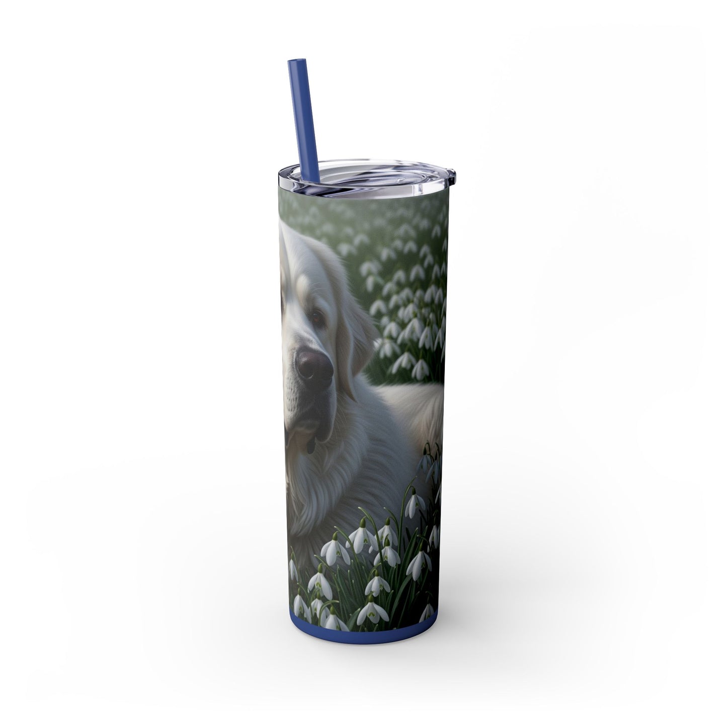 Pyrenean Mastiff Skinny Tumbler with Straw, 20oz
