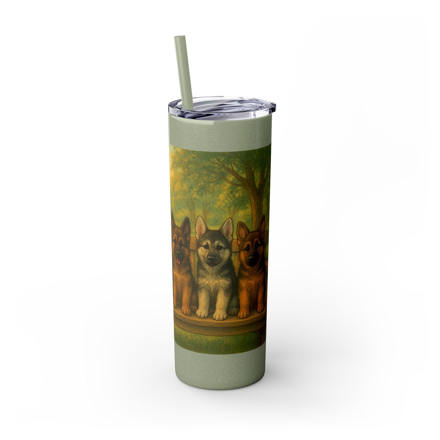 German Shepherd puppies Tumbler with Straw, 20oz