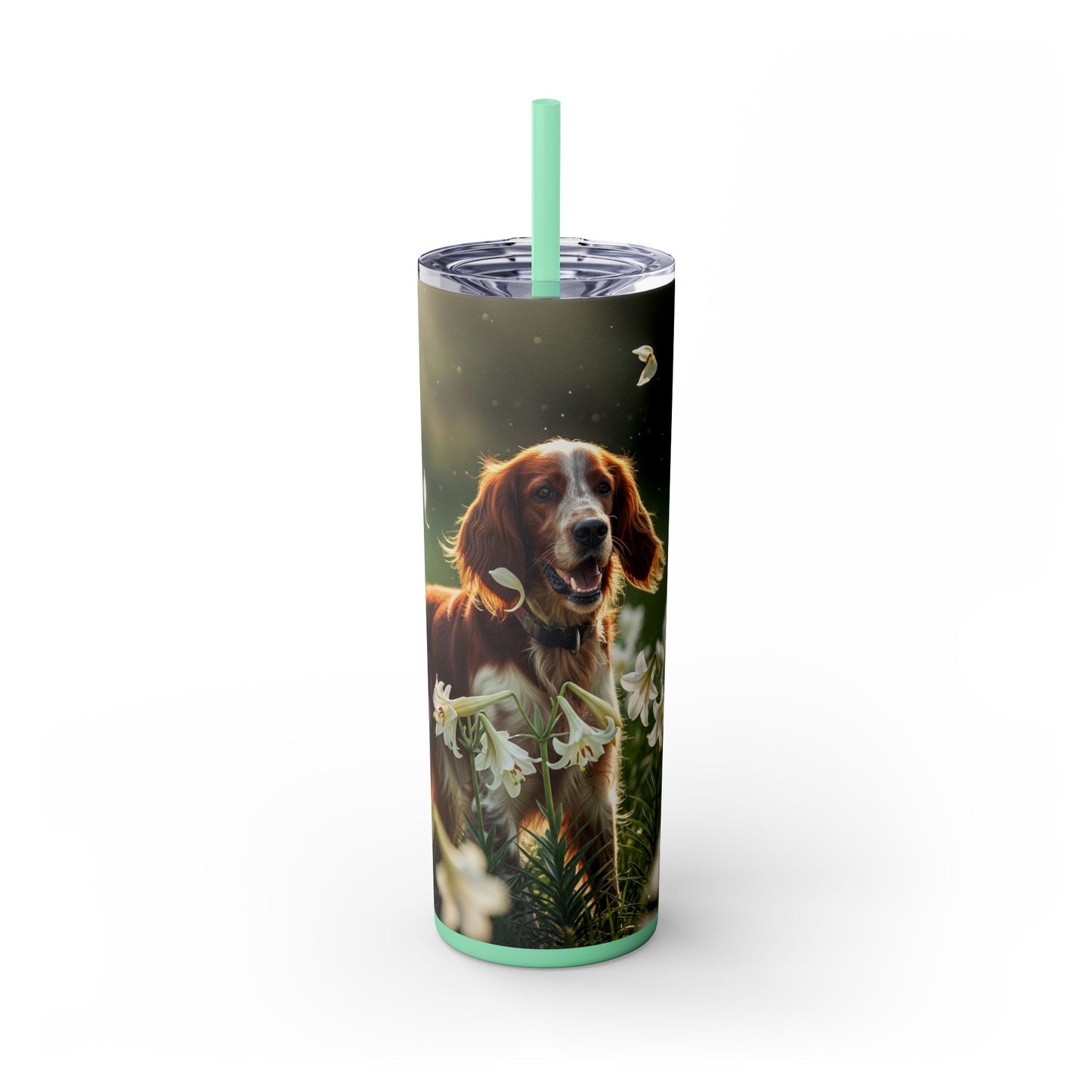 Irish Red and White Setter Tumbler with Straw, 20oz