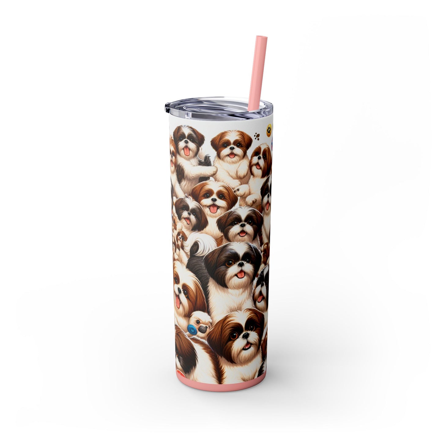 Shih Tzu Skinny Tumbler with Straw, 20oz
