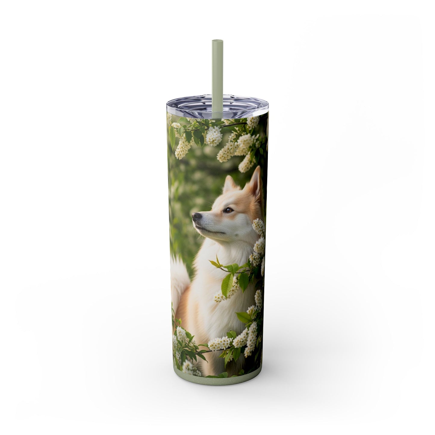 Finnish Spitz Skinny Tumbler with Straw, 20oz