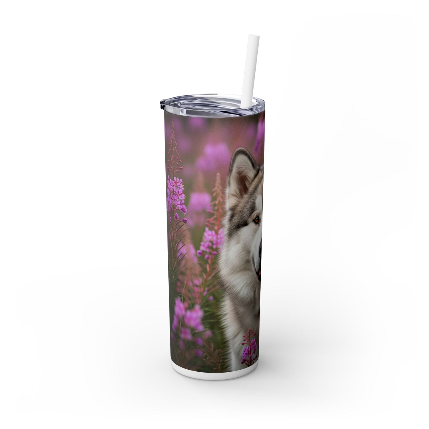 Alaskan Malamute Skinny Tumbler with Straw, 20oz