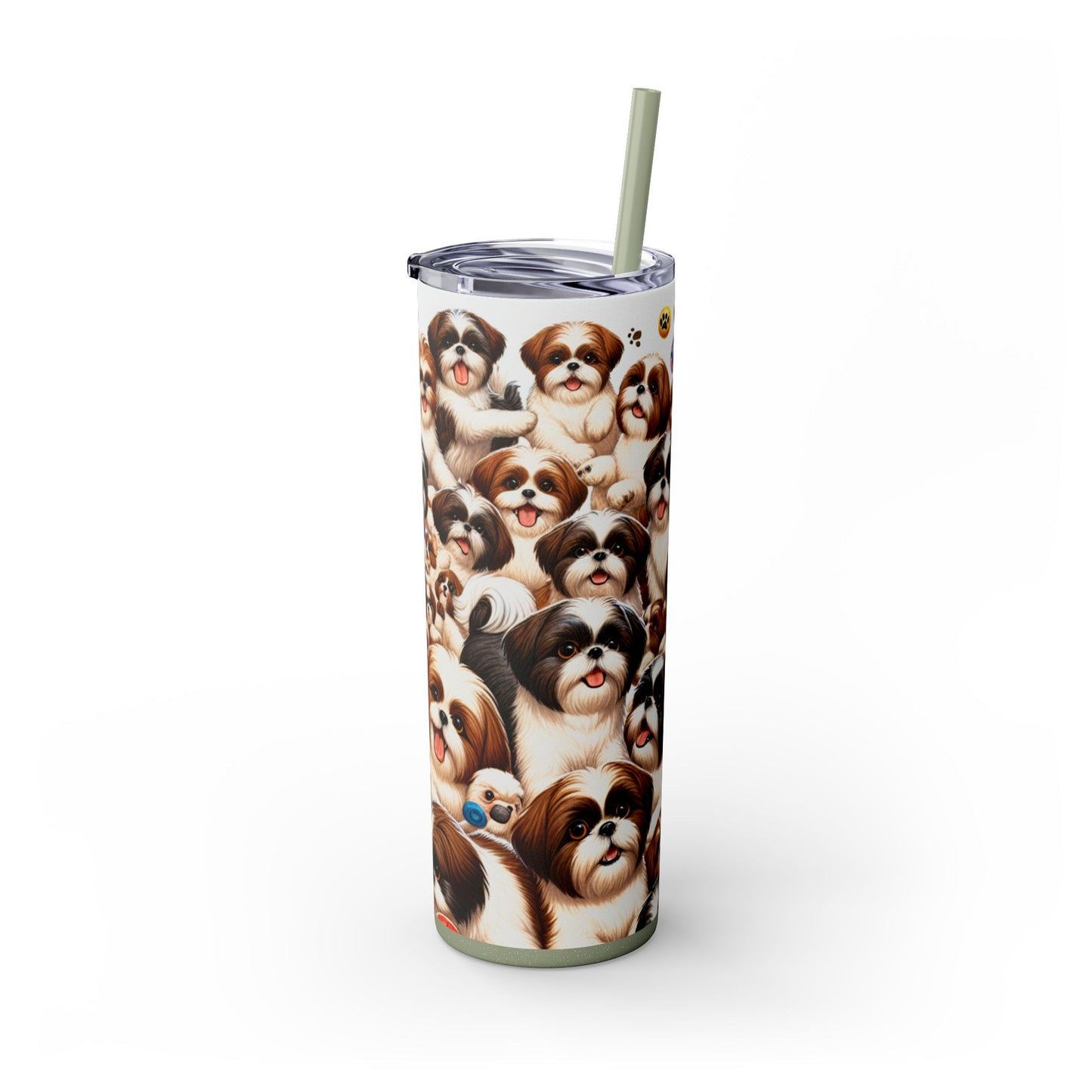 Shih Tzu Skinny Tumbler with Straw, 20oz