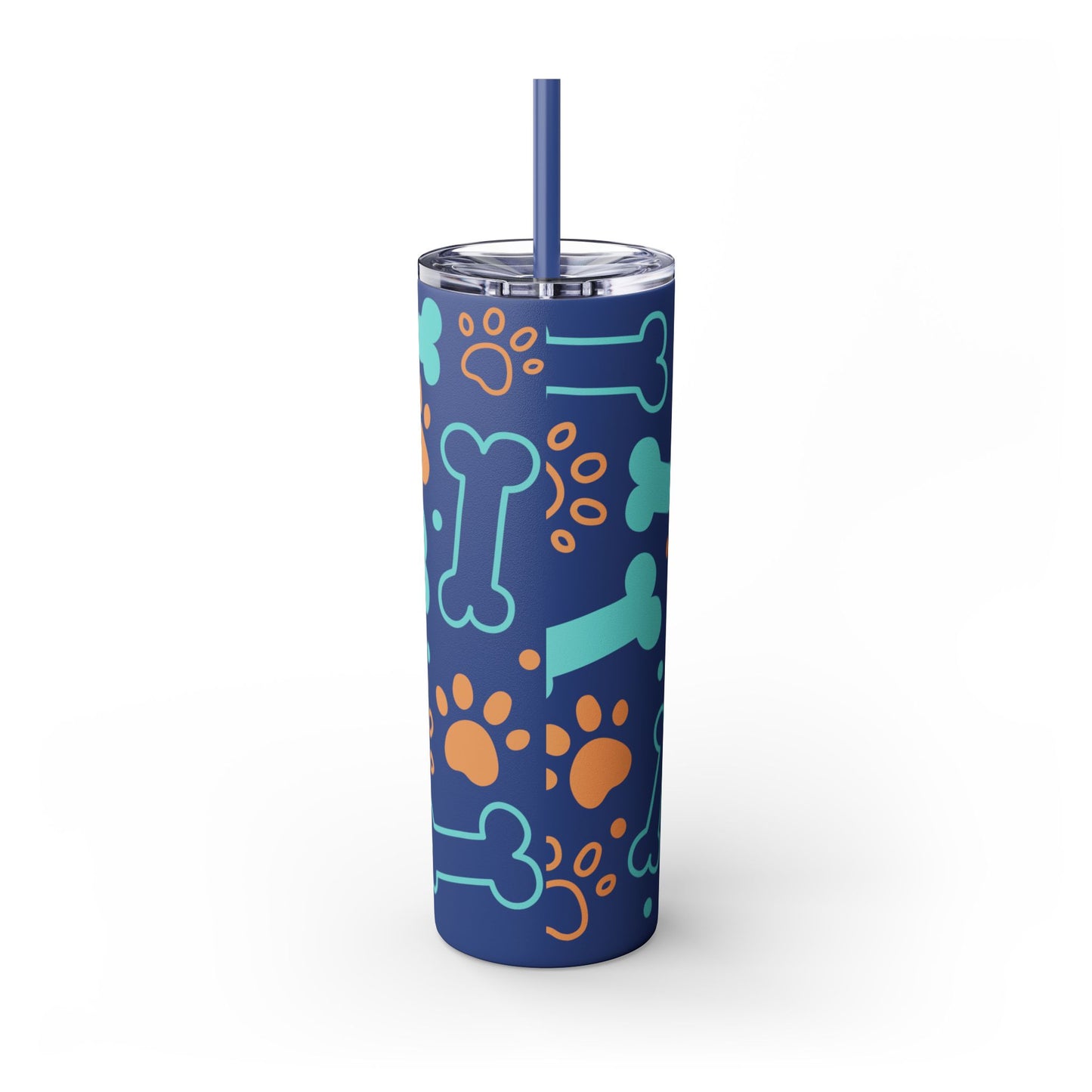 Puppy Pattern Skinny Tumbler with Straw, 20oz