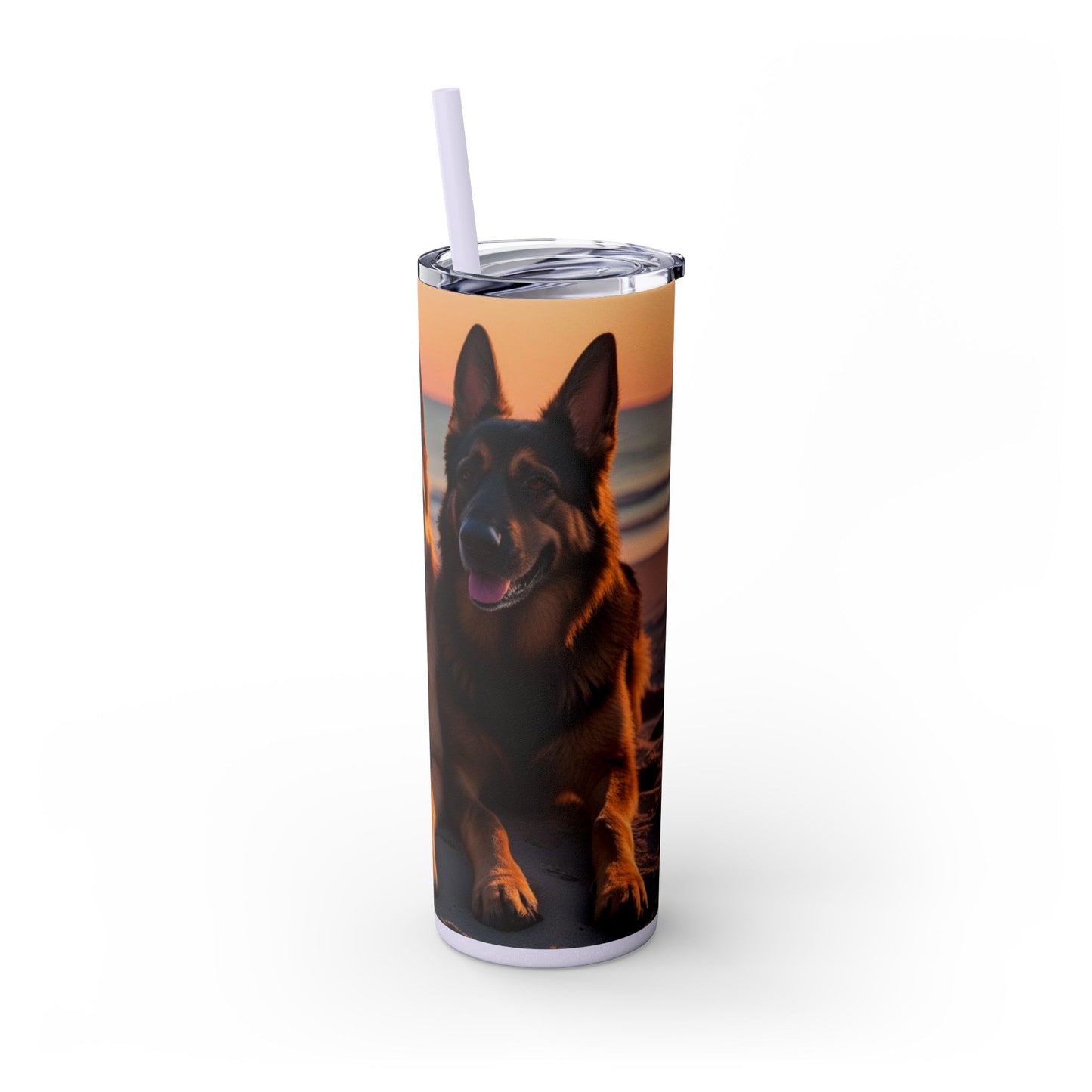 German Shepherd Love Skinny Tumbler with Straw, 20oz