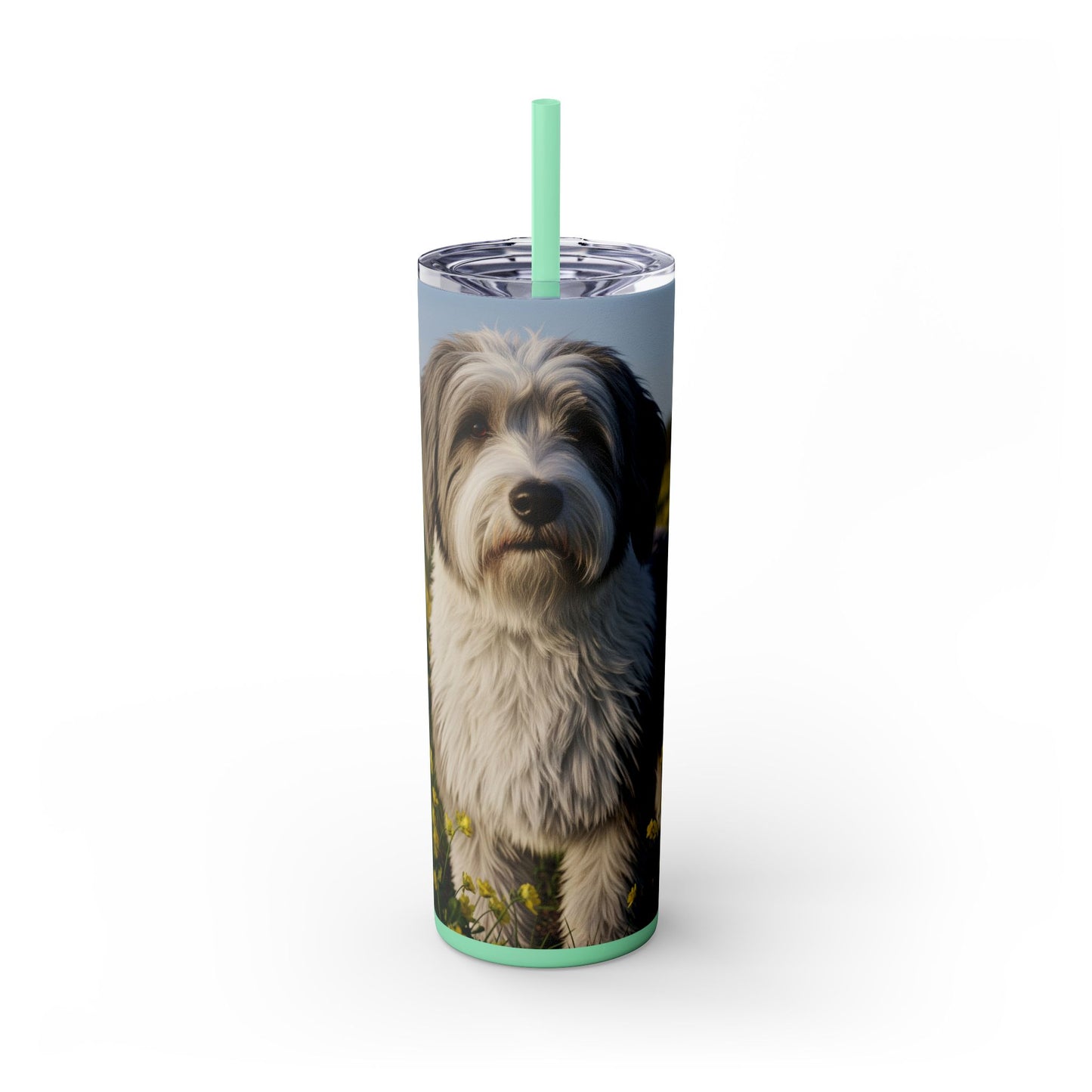 Polish Lowland Sheepdog Skinny Tumbler with Straw, 20oz