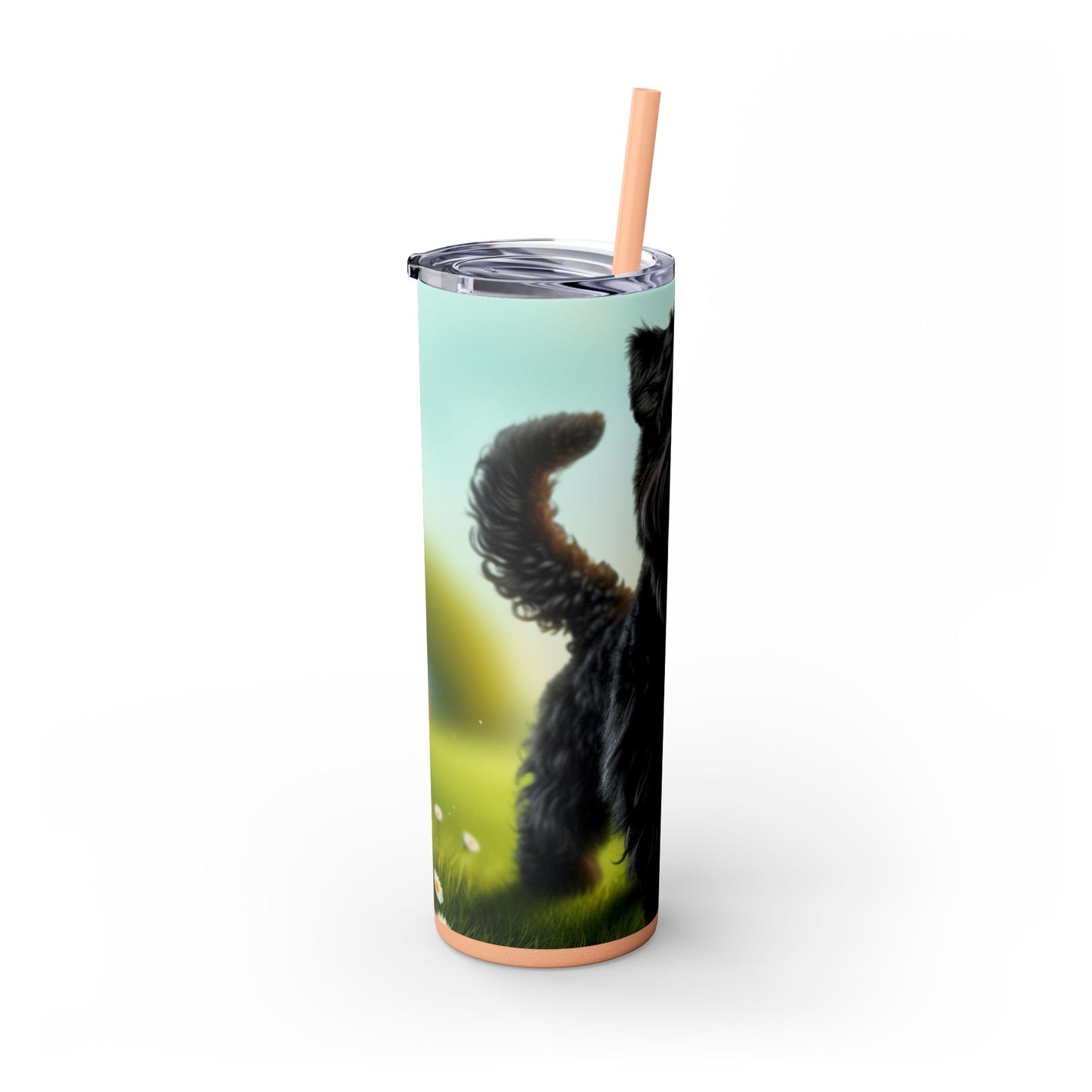 Russian Black Terrier Skinny Tumbler with Straw, 20oz