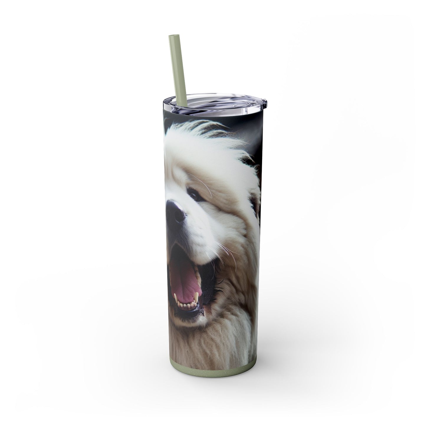 Tatra Shepherd Dog Skinny Tumbler with Straw, 20oz