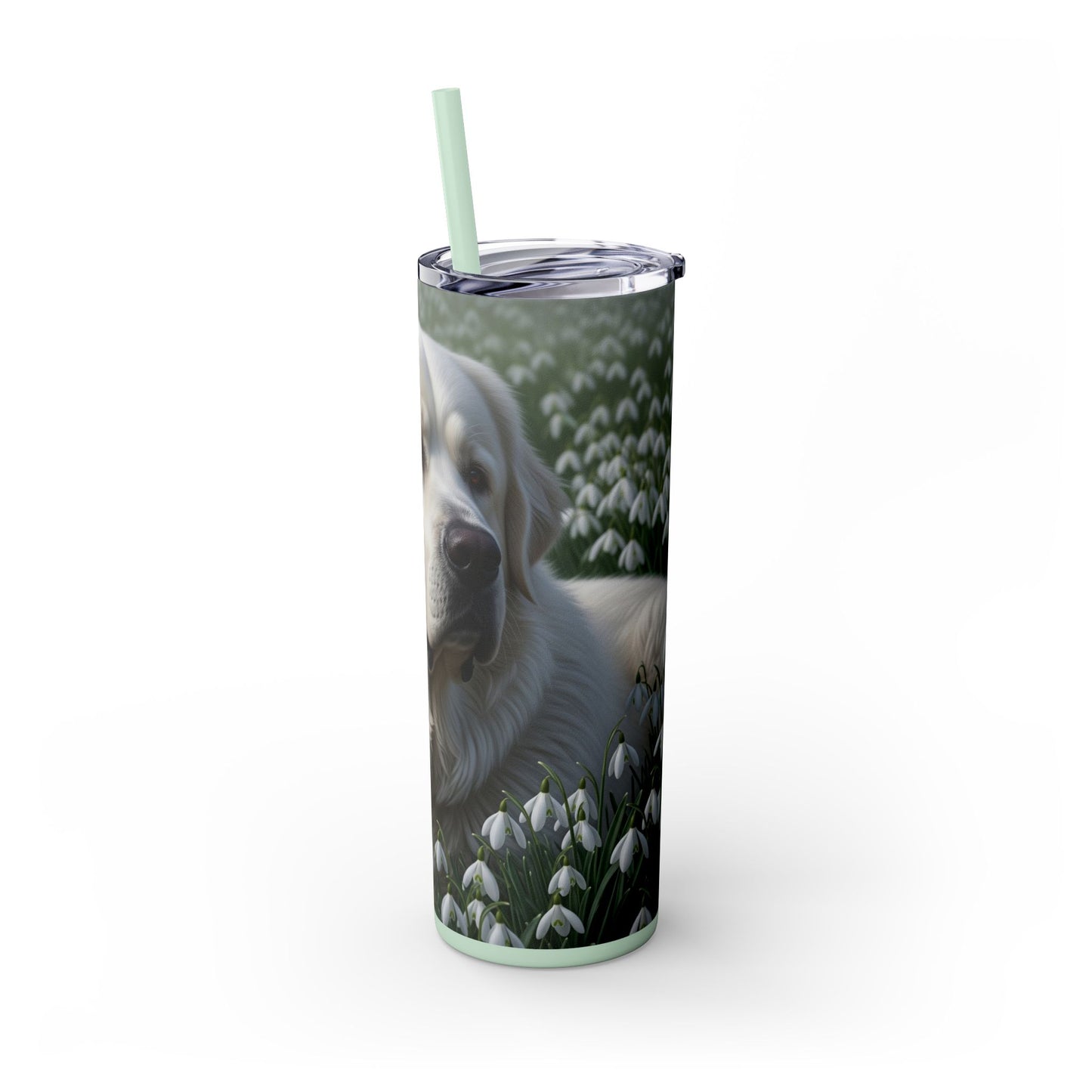 Pyrenean Mastiff Skinny Tumbler with Straw, 20oz