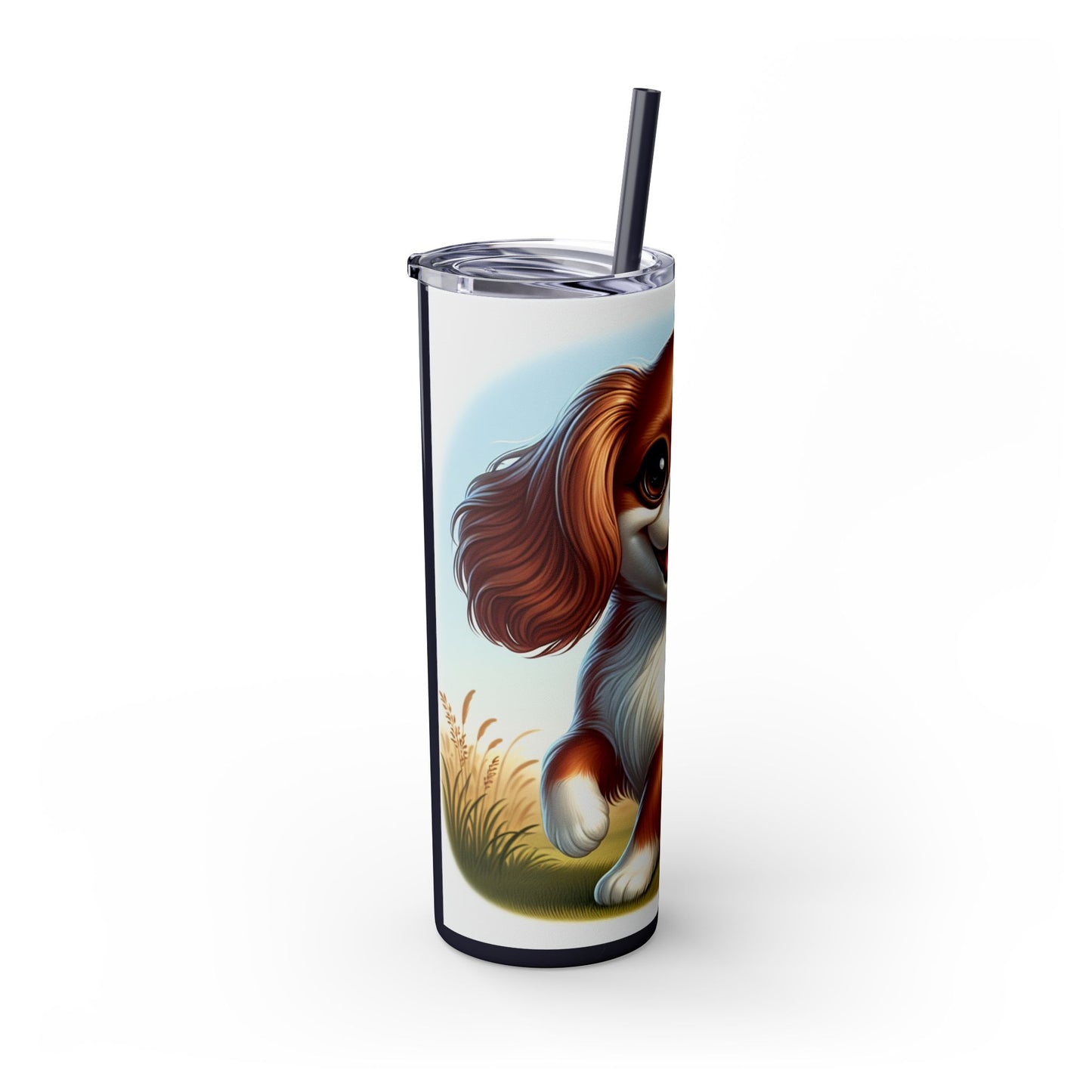 English Toy Spaniel Skinny Tumbler with Straw, 20oz
