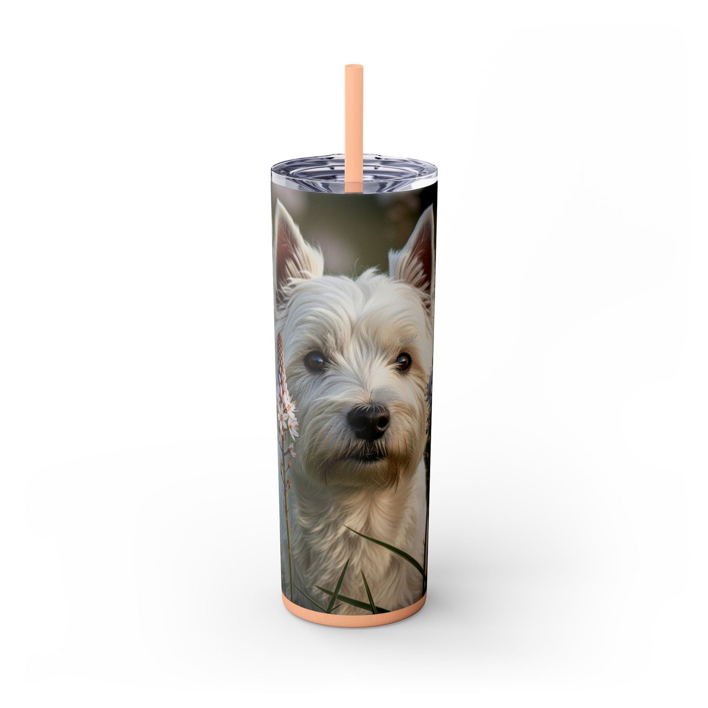 West Highland White Terrier Skinny Tumbler with Straw, 20oz