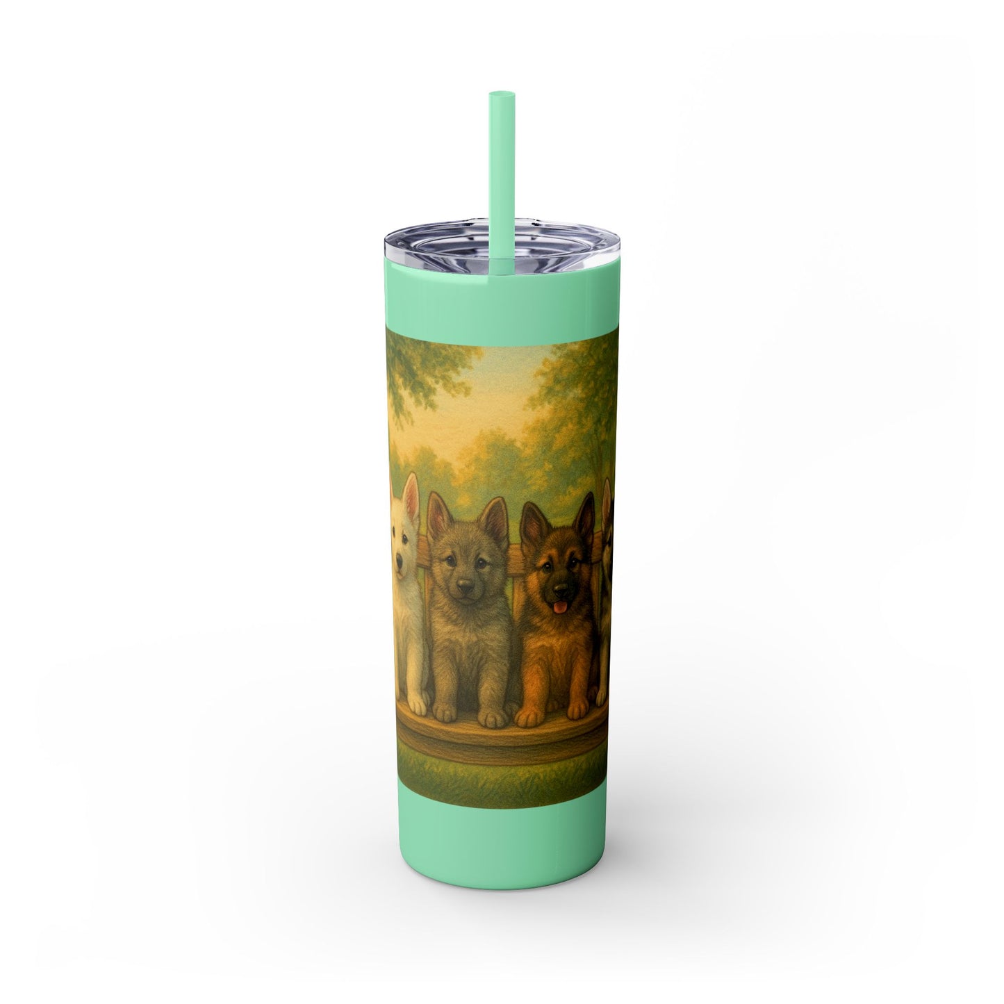 German Shepherd puppies Tumbler with Straw, 20oz