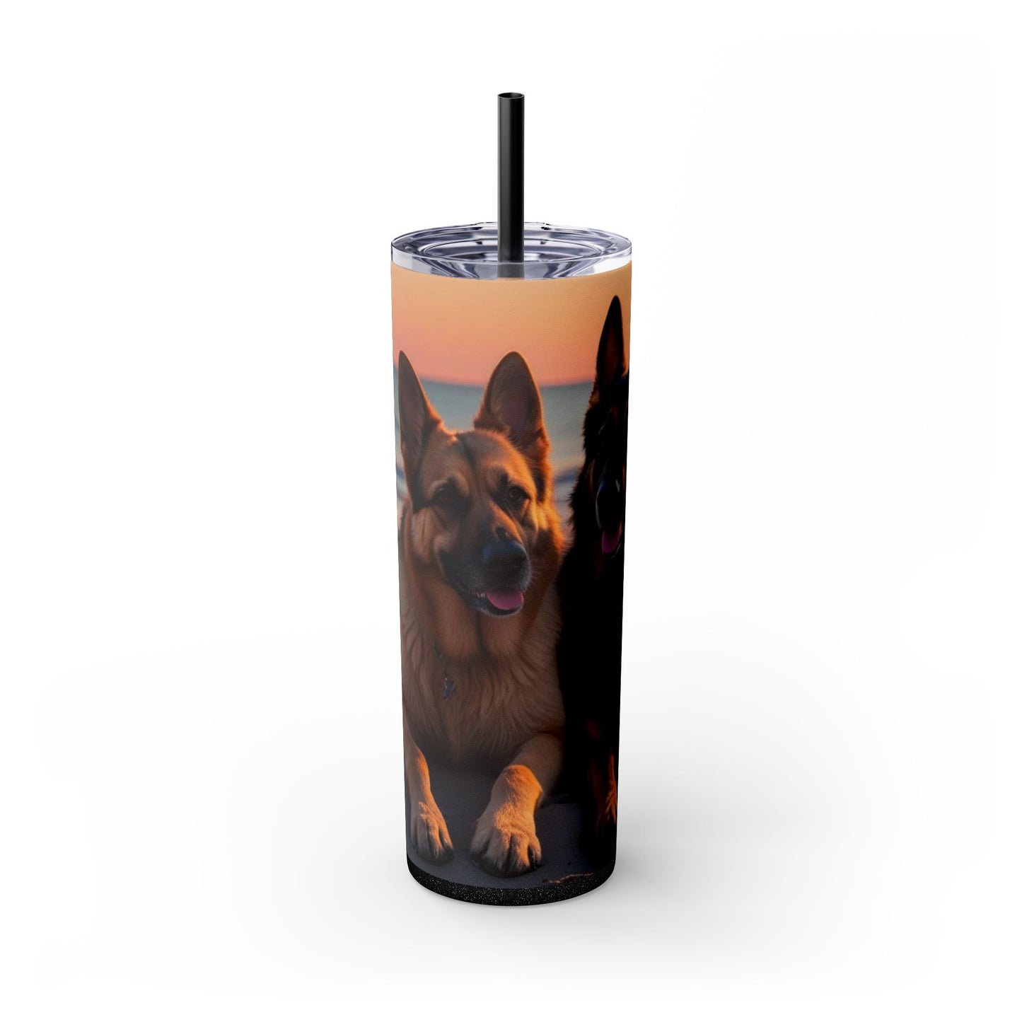 German Shepherd Love Skinny Tumbler with Straw, 20oz