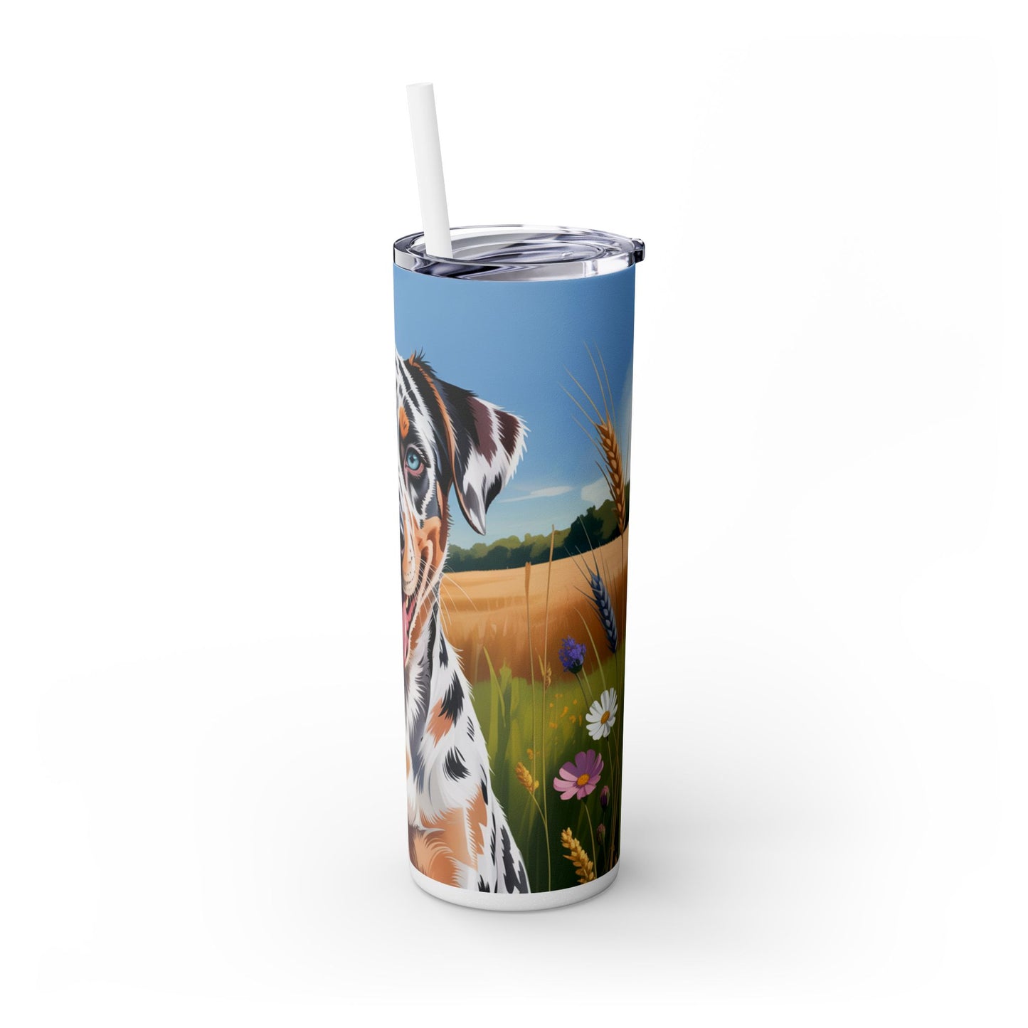 Catahoula Leopard Dog Skinny Tumbler with Straw, 20oz