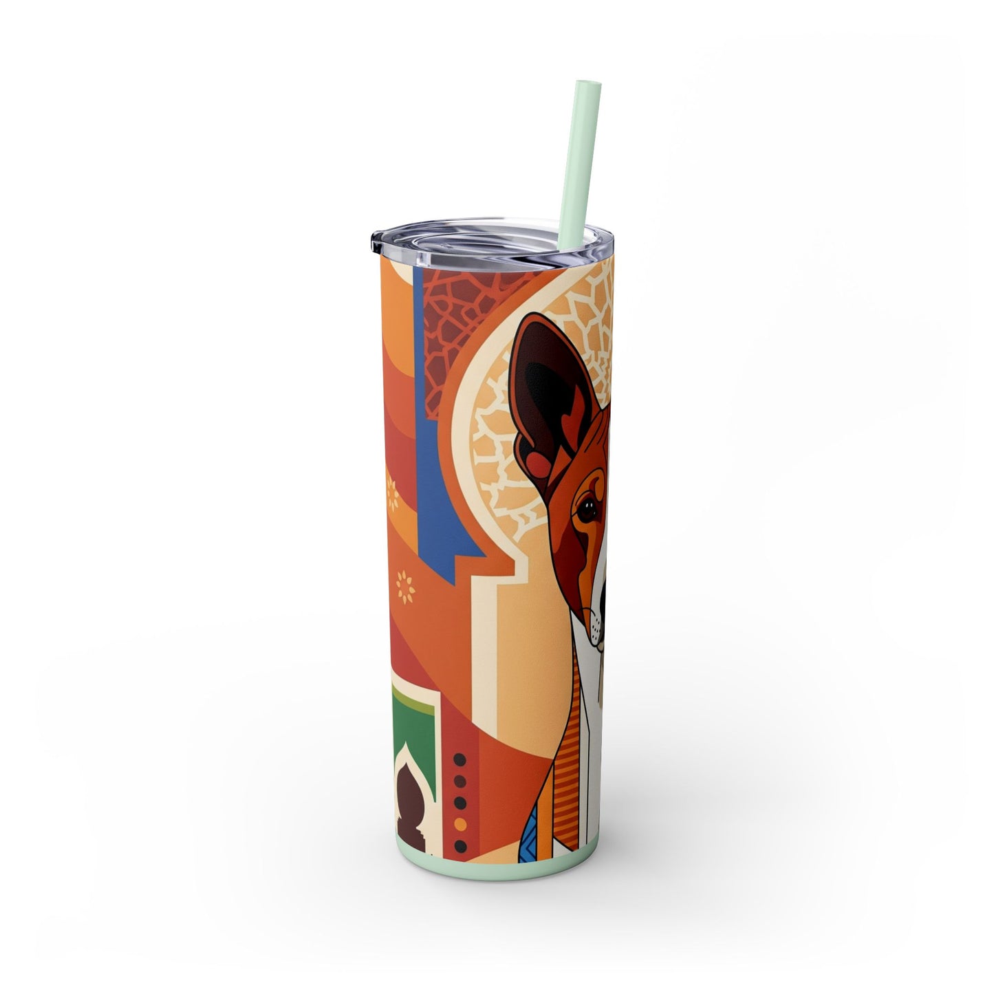 Basenji Skinny Tumbler with Straw, 20oz