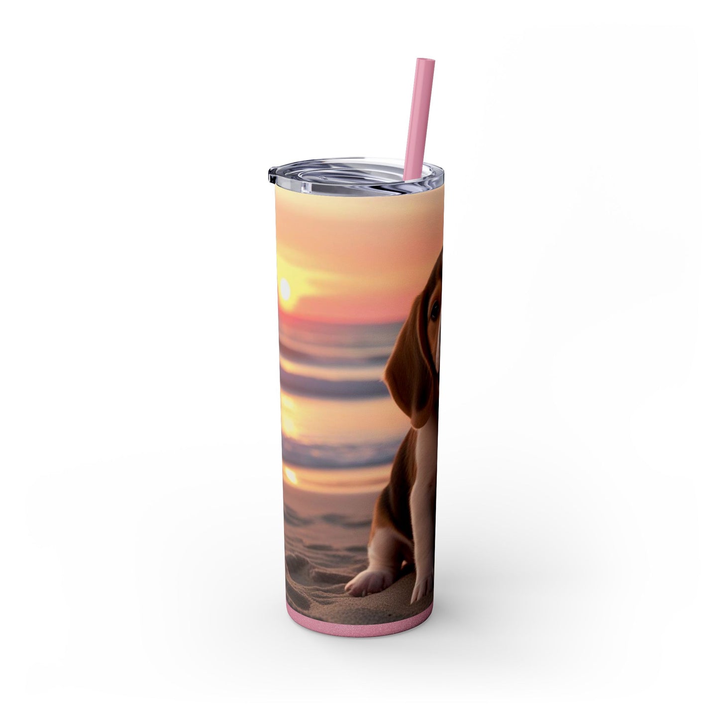 Beagle Love Skinny Tumbler with Straw, 20oz
