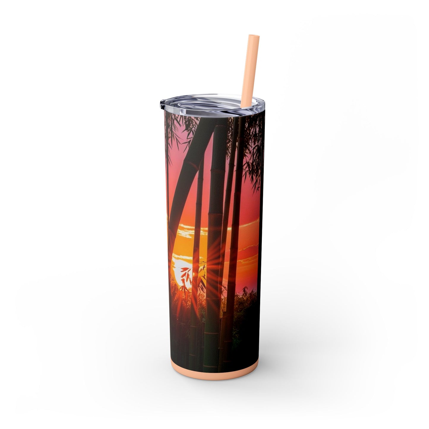 Bamboo Forest Sunrise Skinny Tumbler with Straw, 20oz
