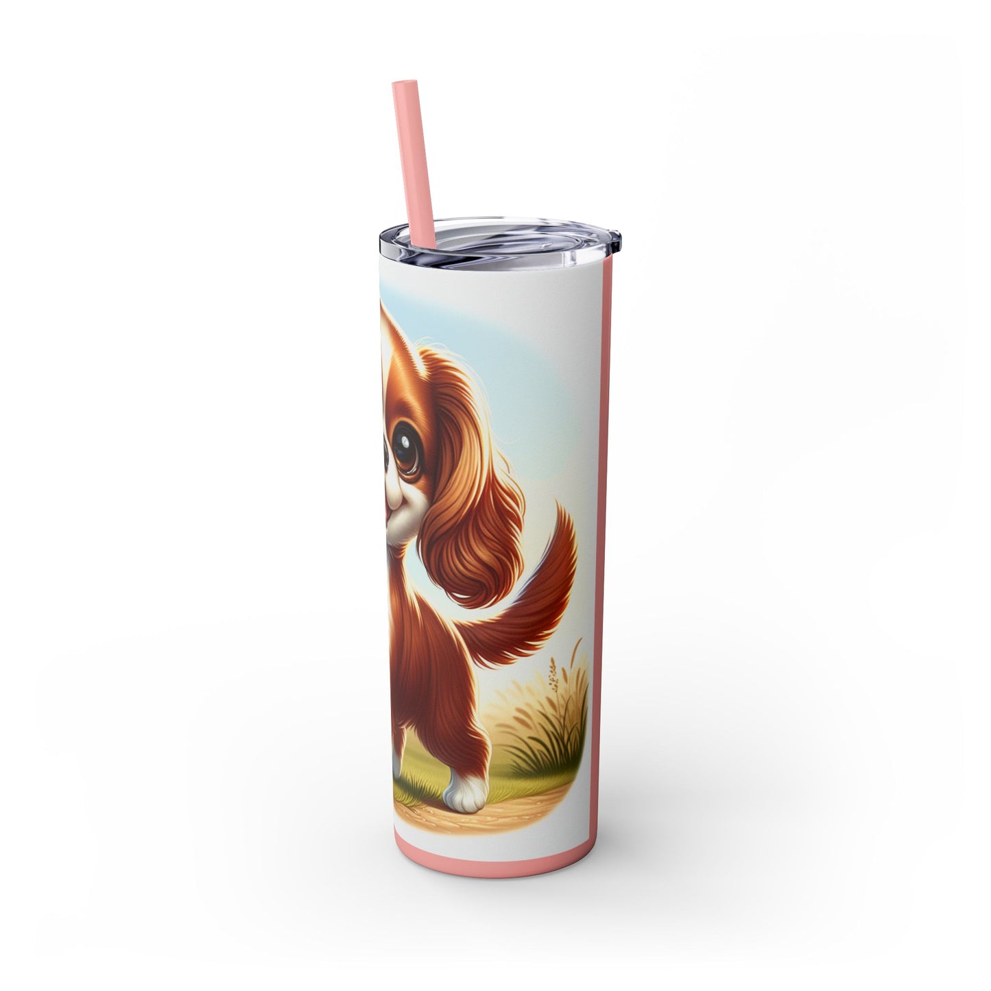 English Toy Spaniel Skinny Tumbler with Straw, 20oz