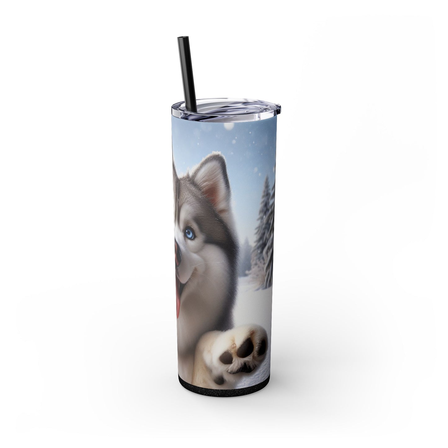 Siberian Husky Skinny Tumbler with Straw, 20oz