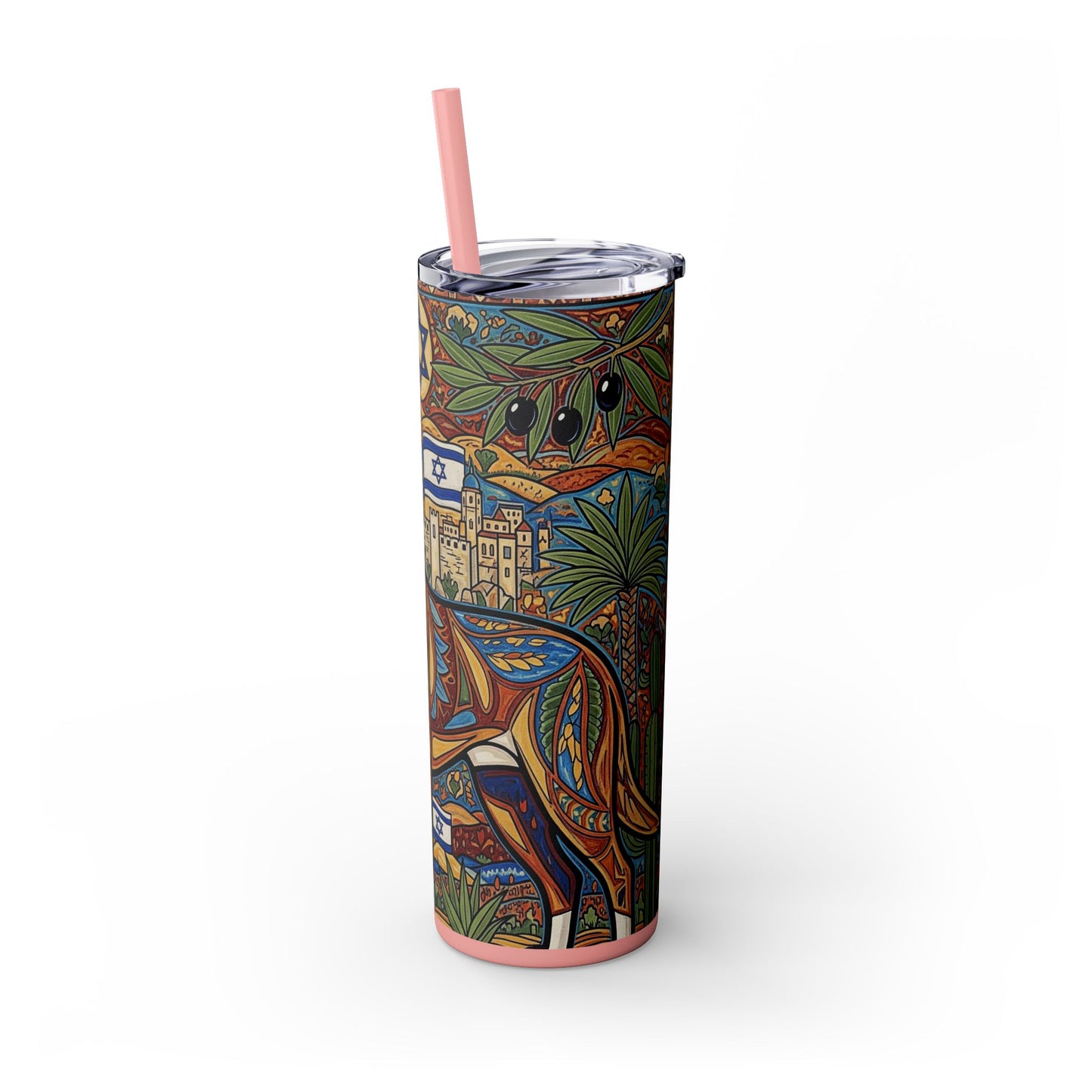 Canaan Dog Skinny Tumbler with Straw, 20oz