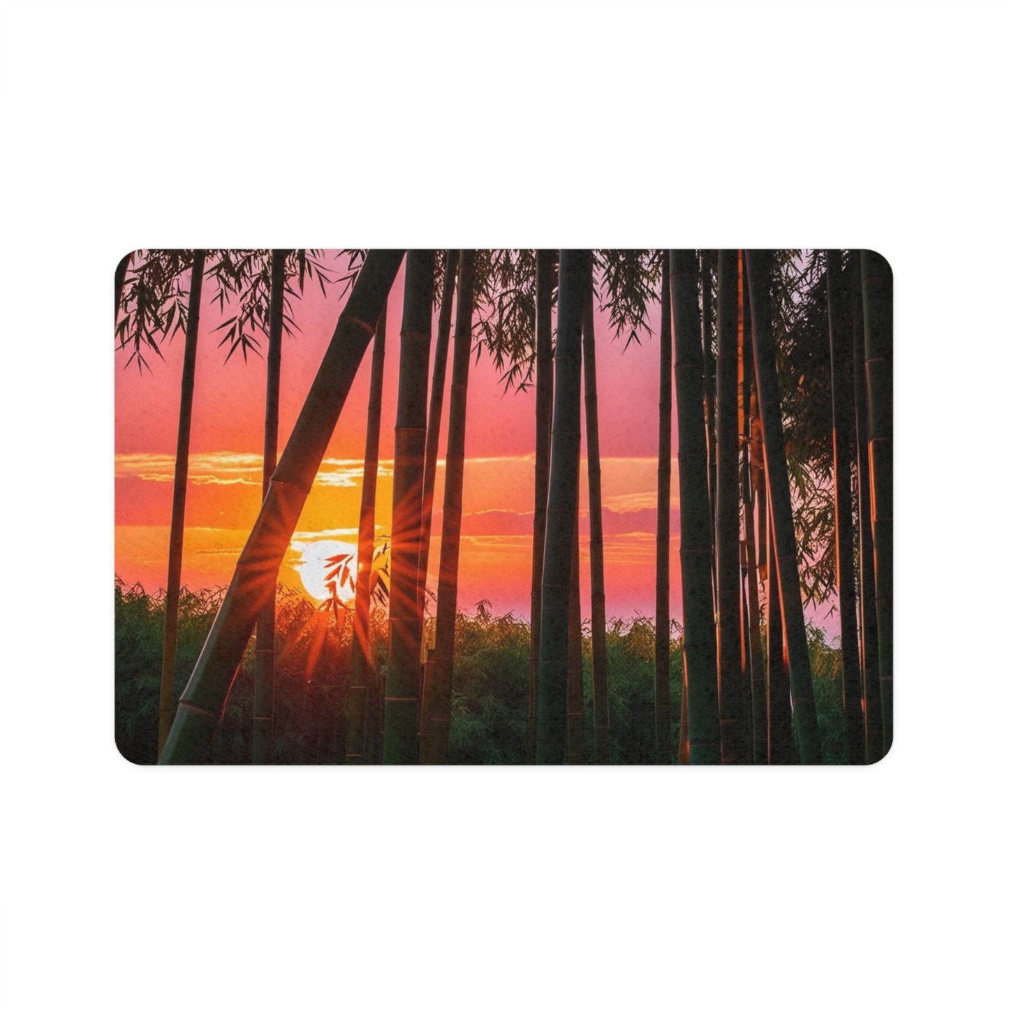 Pet Food Mat (12x18) - Bamboo Forest Sunrise