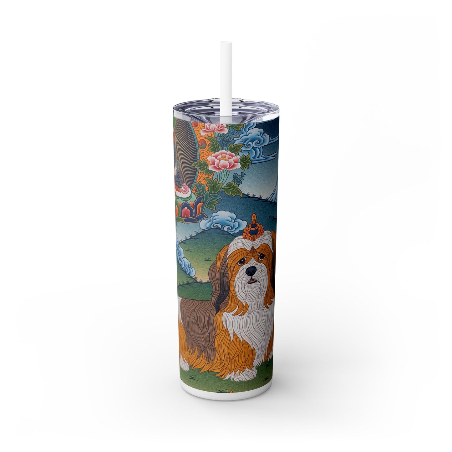 Lhasa Apso Skinny Tumbler with Straw, 20oz