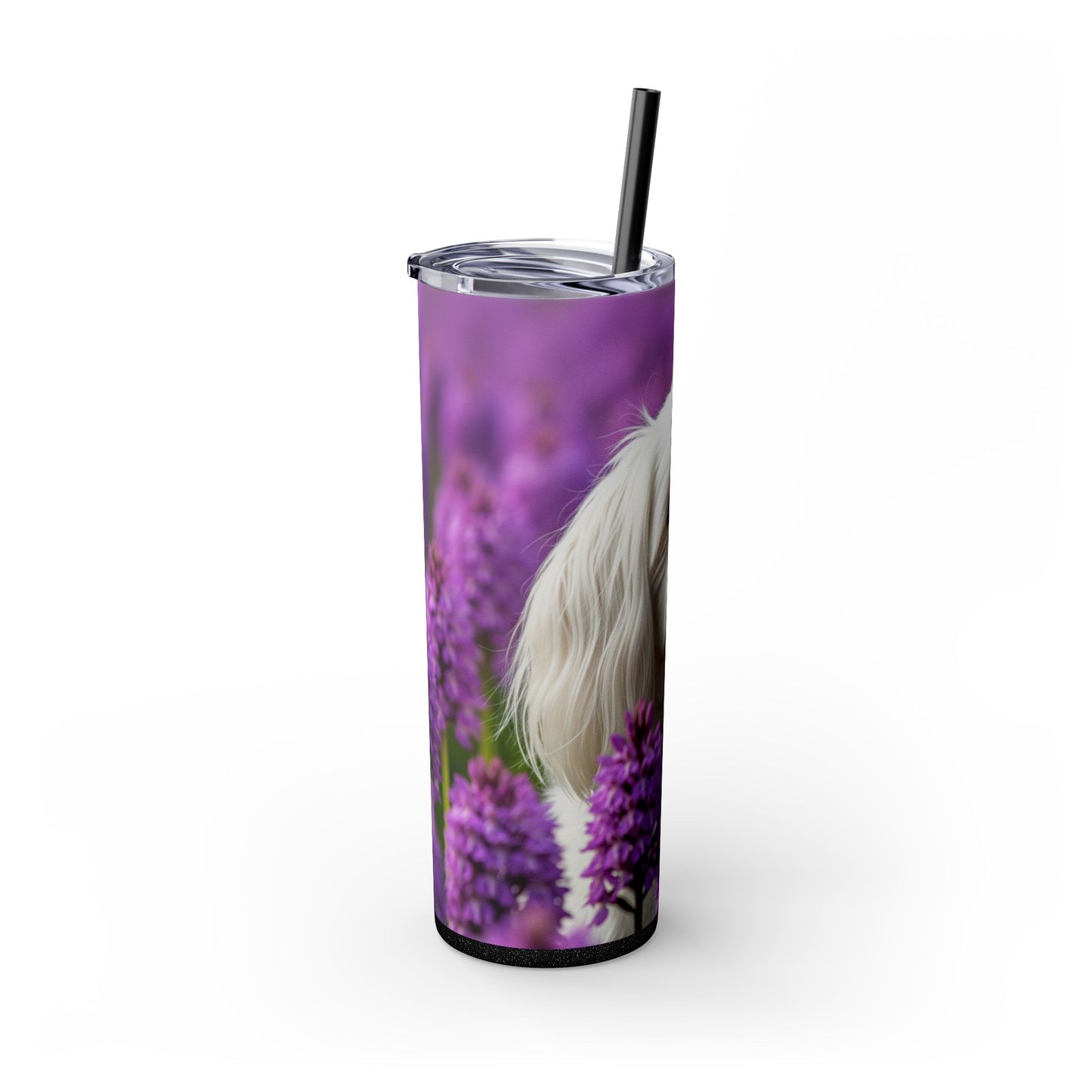 Maltese Skinny Tumbler with Straw, 20oz