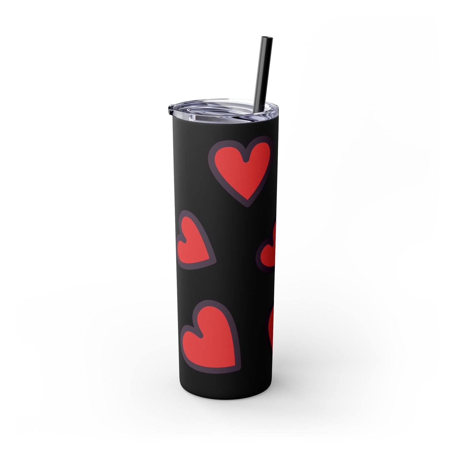 Hearts Skinny Tumbler with Straw, 20oz