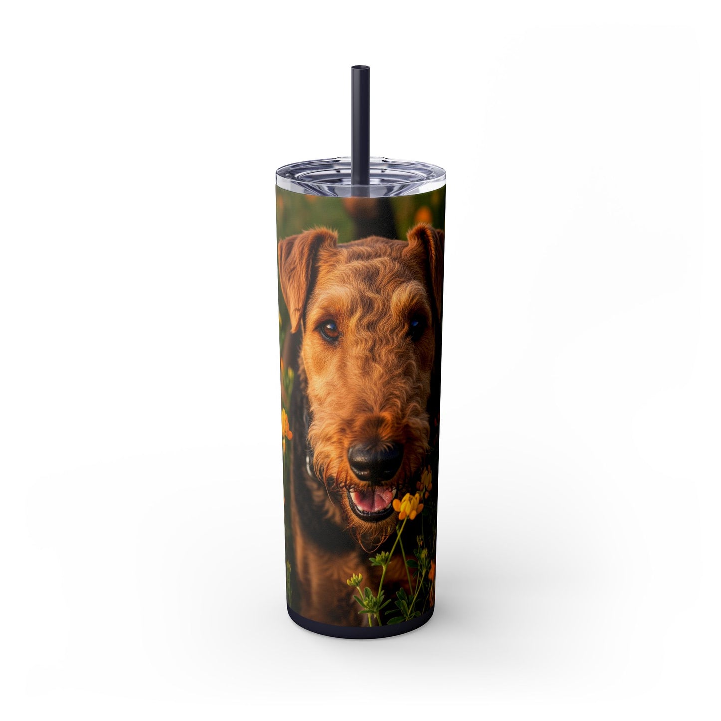 Airedale Terrier Skinny Tumbler with Straw, 20oz