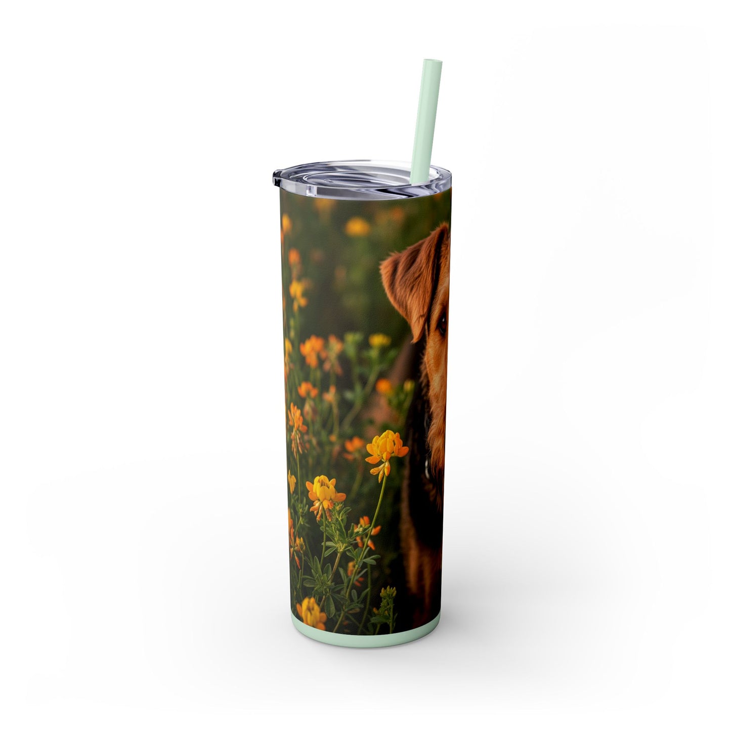 Airedale Terrier Skinny Tumbler with Straw, 20oz