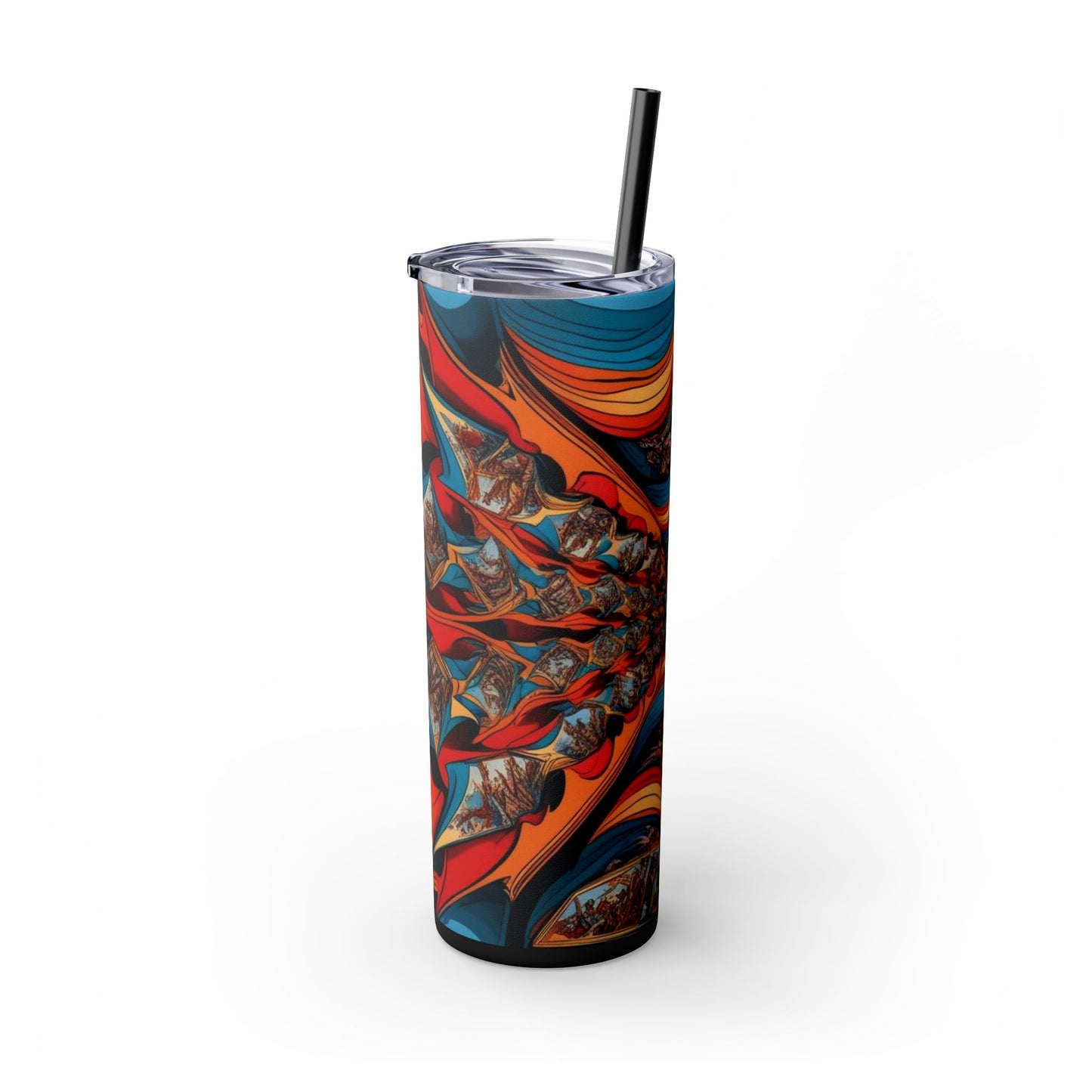 Optical Illusion Skinny Tumbler with Straw, 20oz