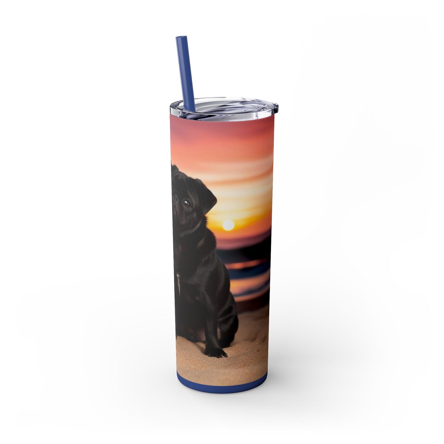 Pug Love Skinny Tumbler with Straw, 20oz