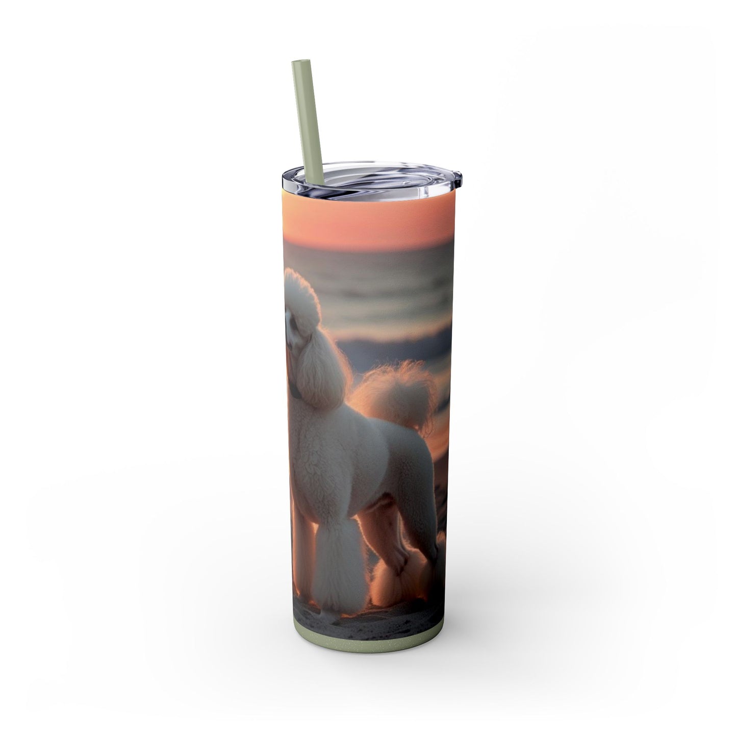 Poodle Love Skinny Tumbler with Straw, 20oz