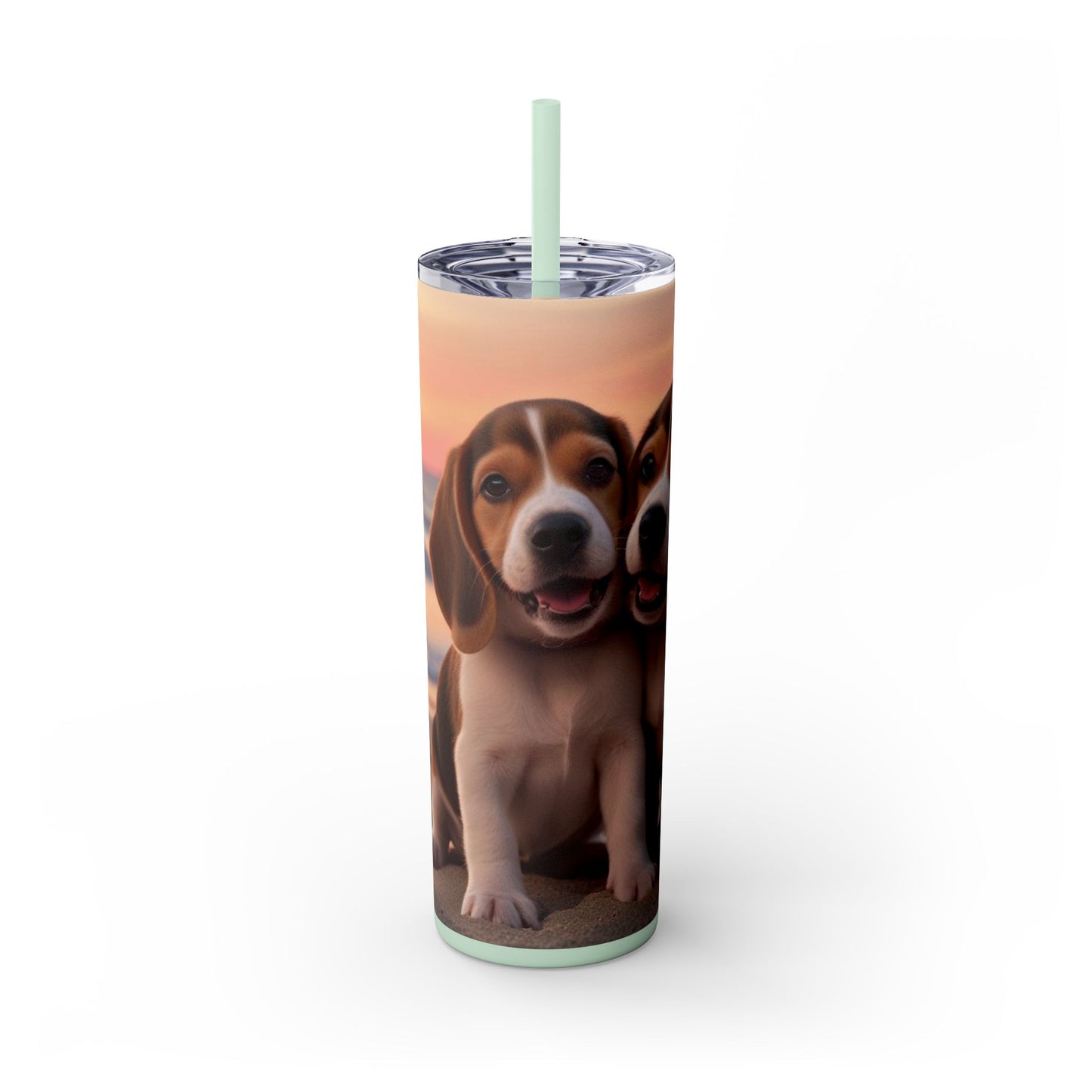 Beagle Love Skinny Tumbler with Straw, 20oz