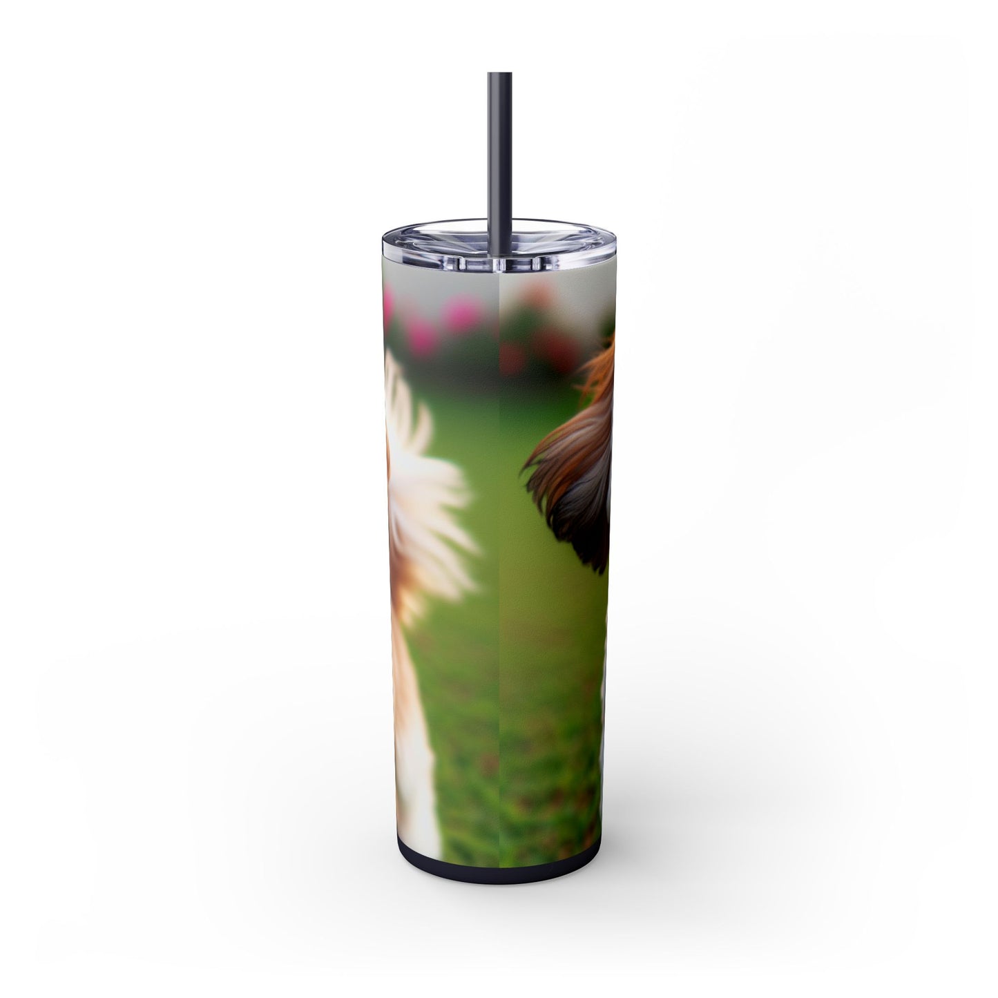 Shih-poo Skinny Tumbler with Straw, 20oz