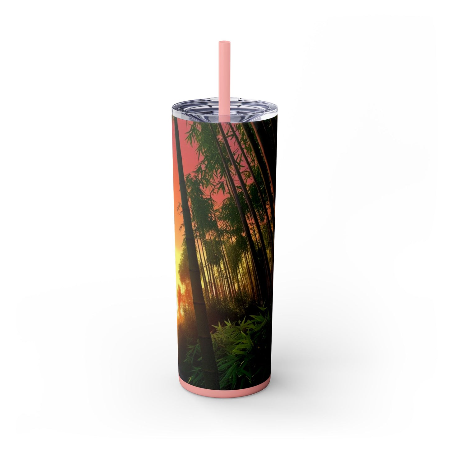Bamboo Forest Sunrise Skinny Tumbler with Straw, 20oz