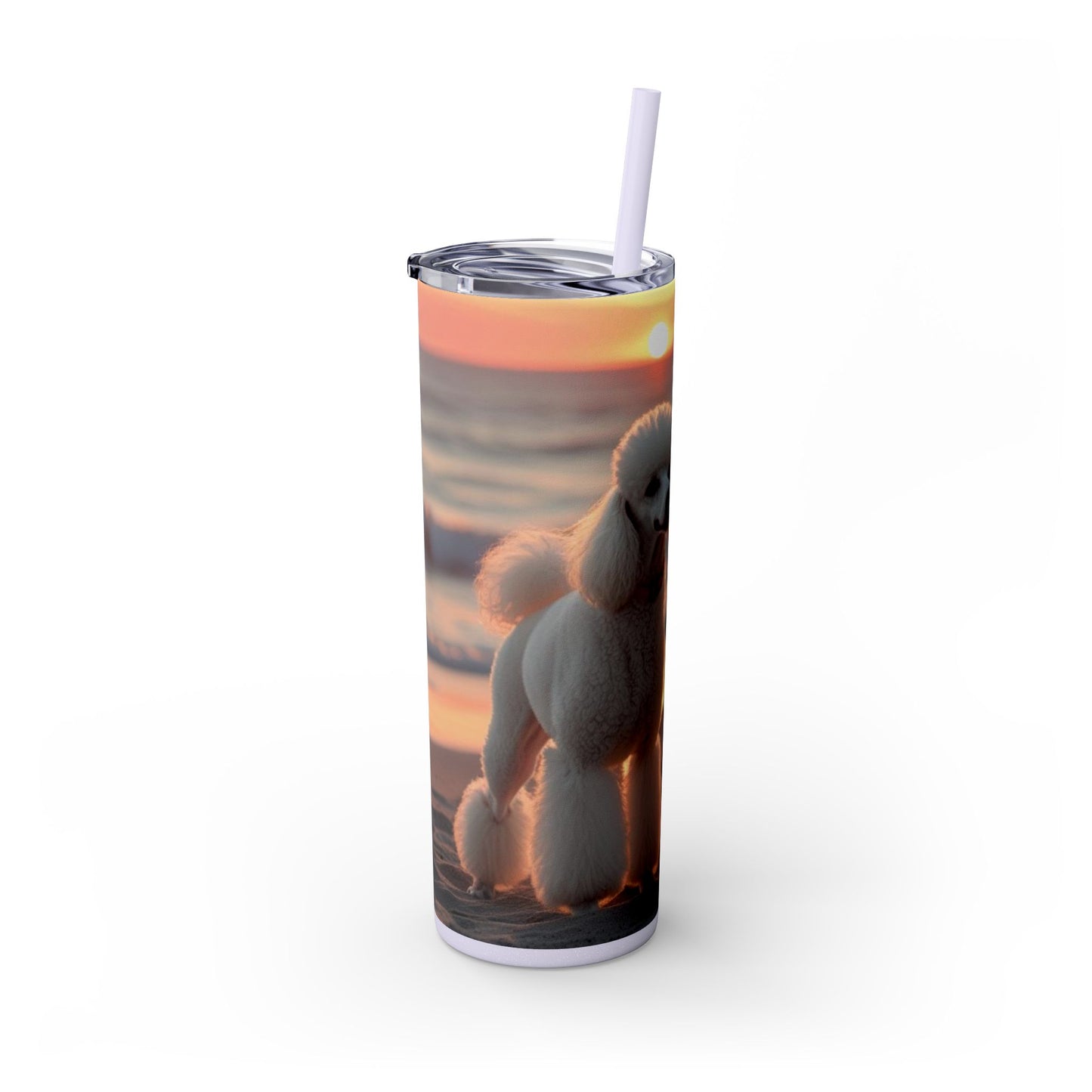 Poodle Love Skinny Tumbler with Straw, 20oz
