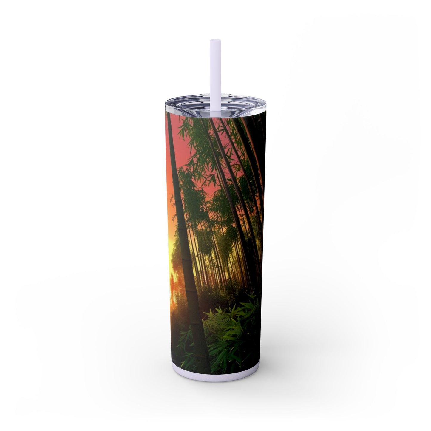 Bamboo Forest Sunrise Skinny Tumbler with Straw, 20oz