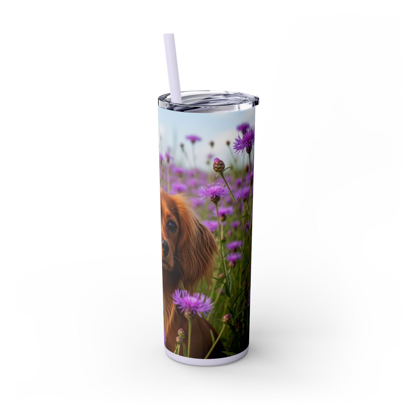 English Toy Spaniel Skinny Tumbler with Straw, 20oz