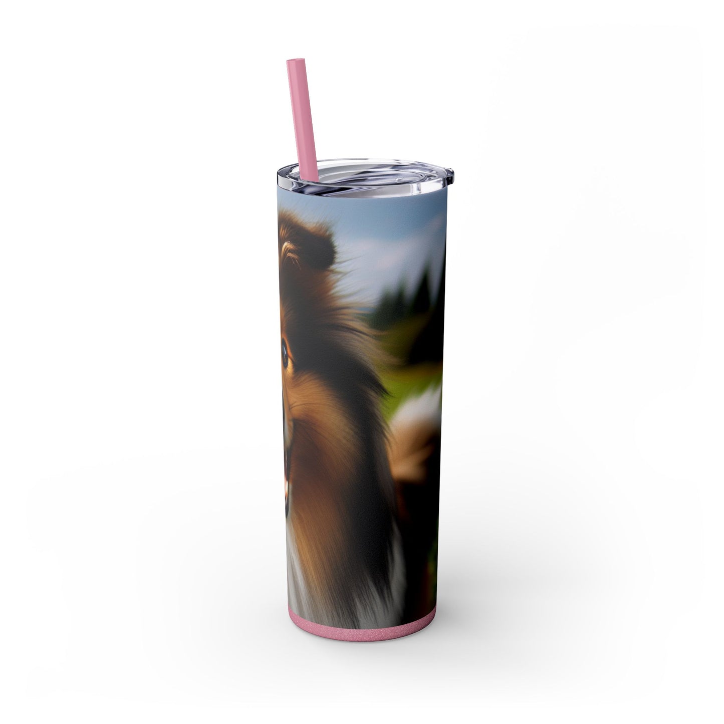 Shetland Sheepdog Skinny Tumbler with Straw, 20oz