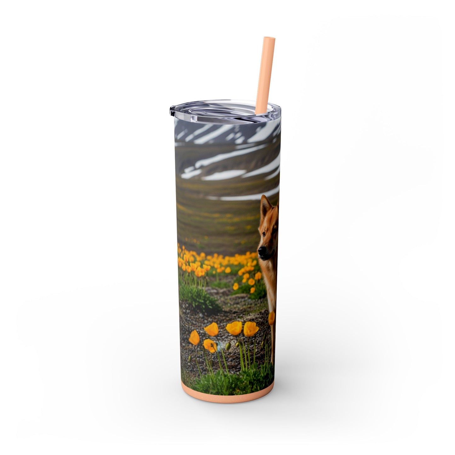 Norwegian Buhund Skinny Tumbler with Straw, 20oz