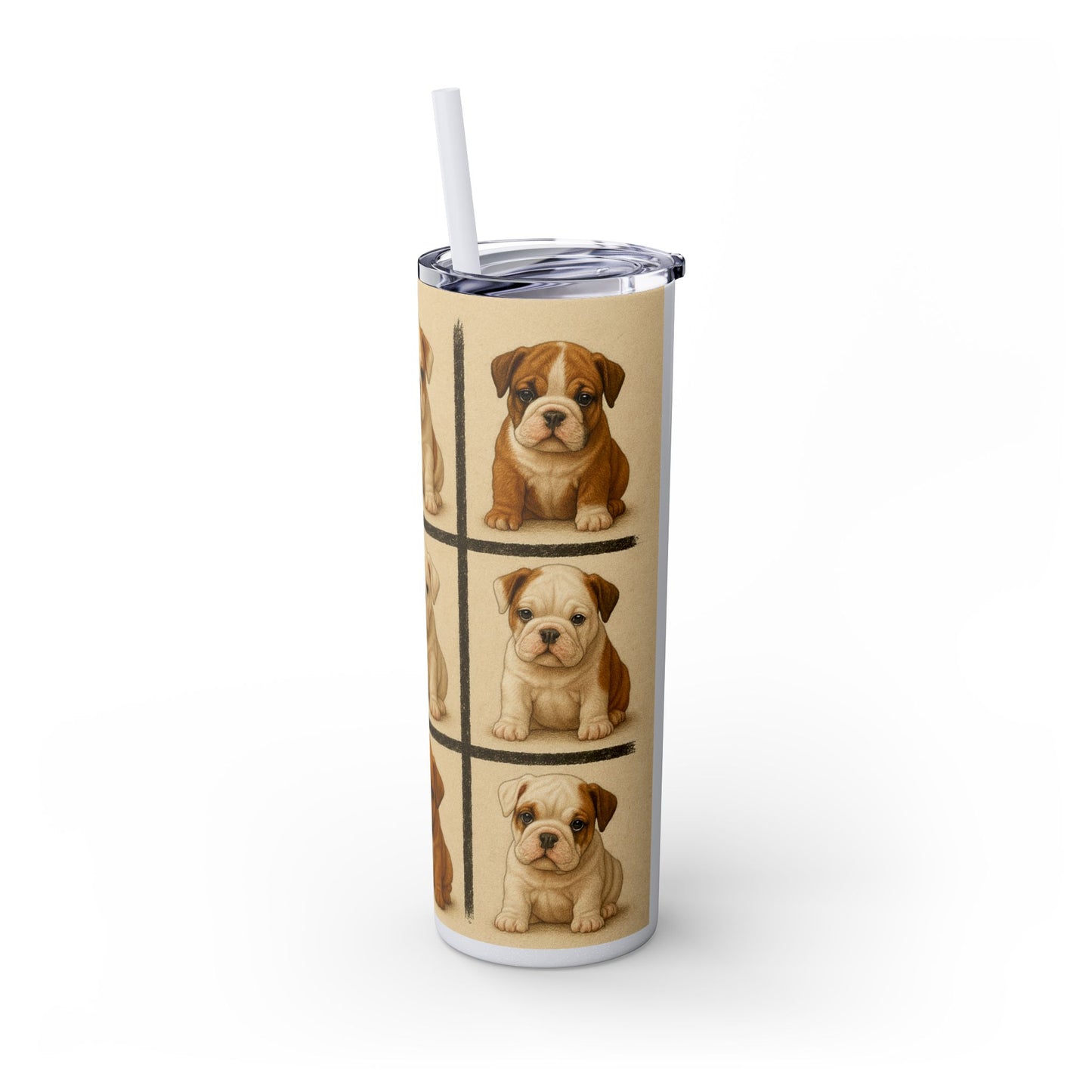 Bulldog puppies Tumbler with Straw, 20oz