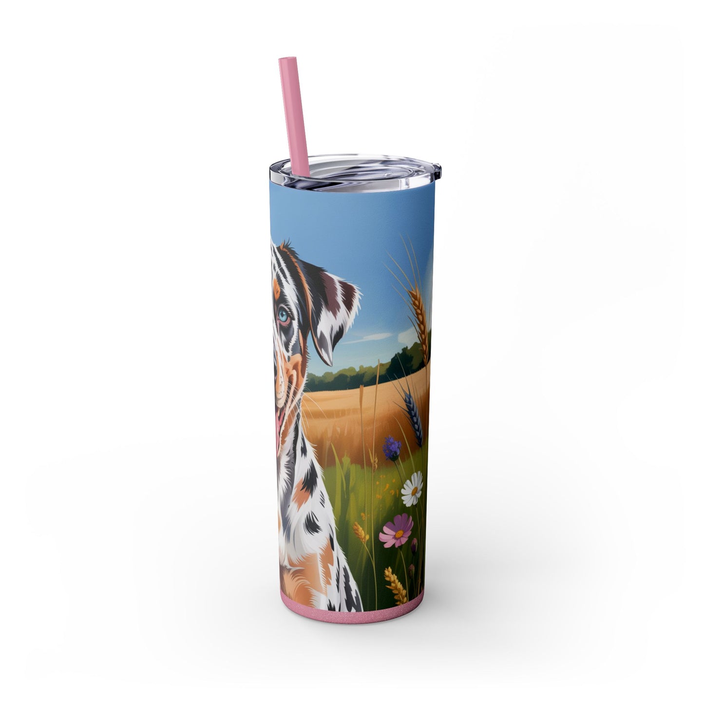 Catahoula Leopard Dog Skinny Tumbler with Straw, 20oz