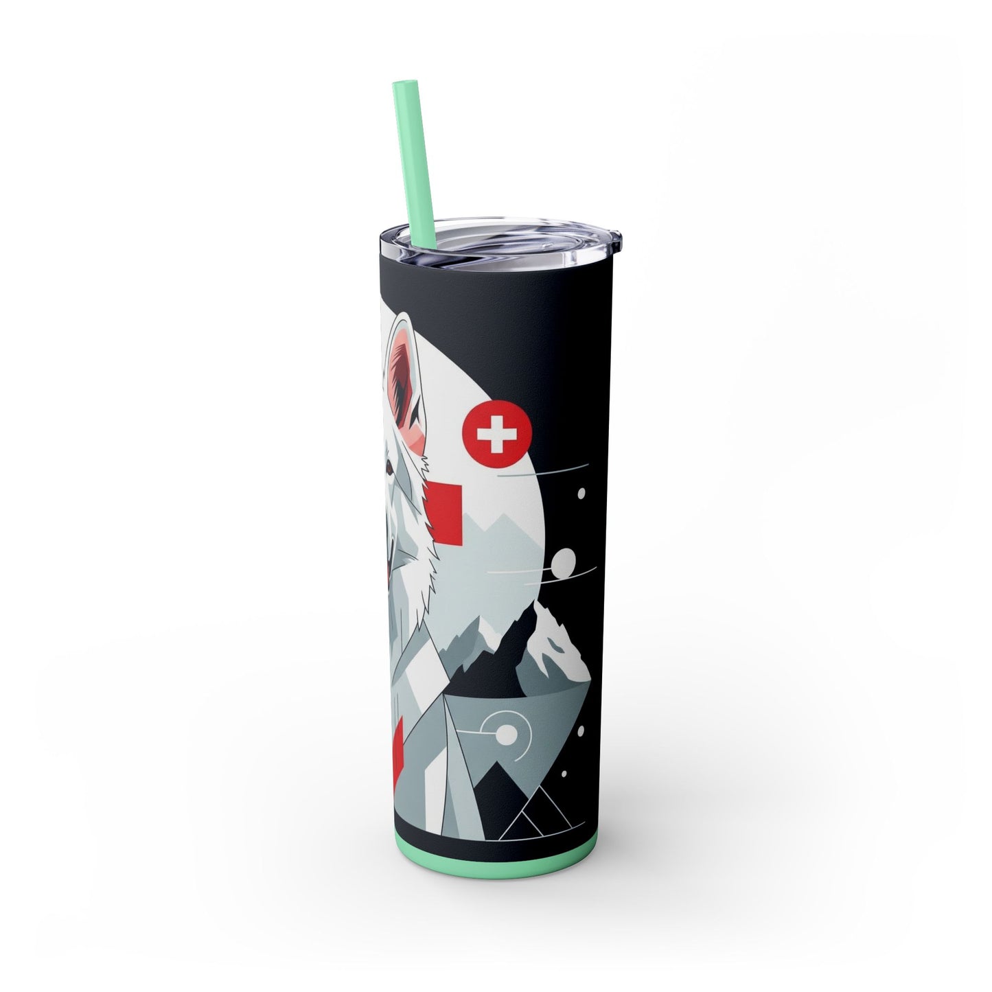 White Swiss Shepherd Dog Skinny Tumbler with Straw, 20oz