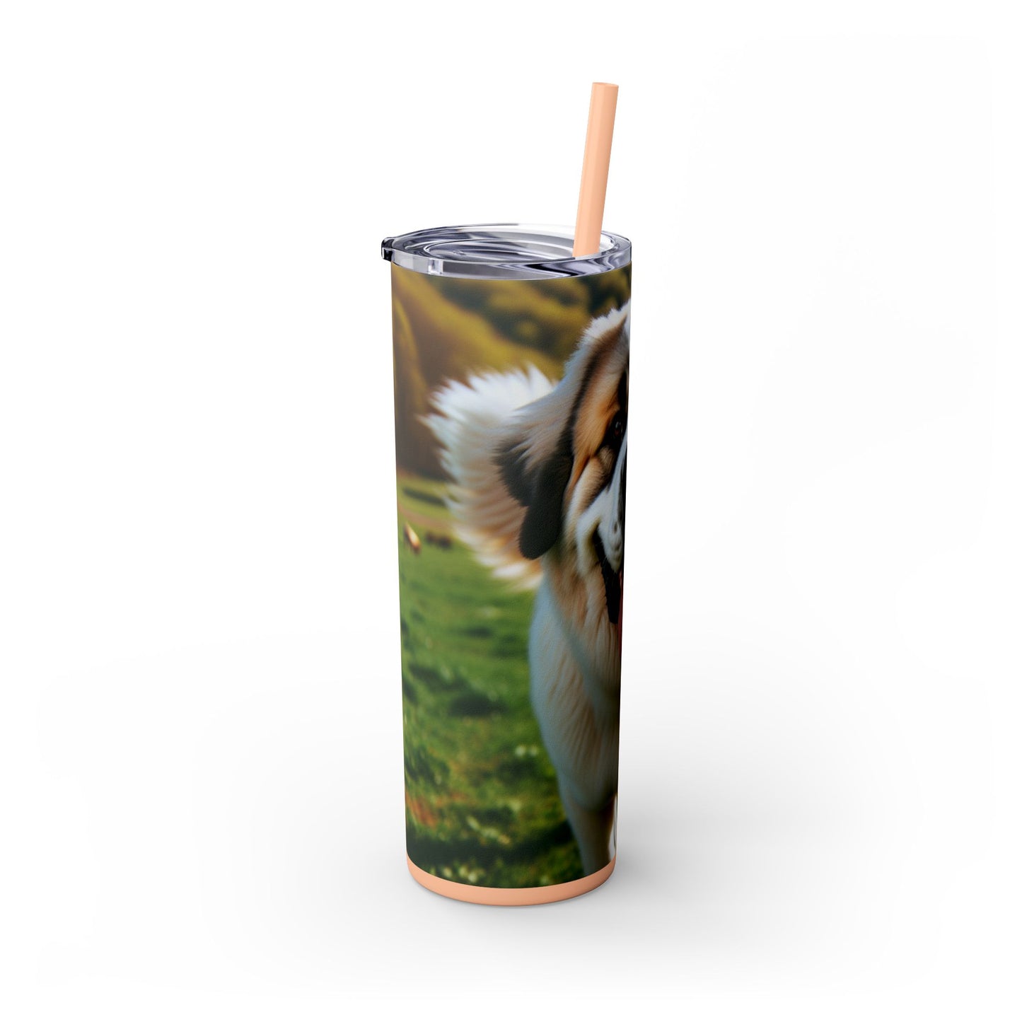 Pyrenean Mastiff Skinny Tumbler with Straw, 20oz