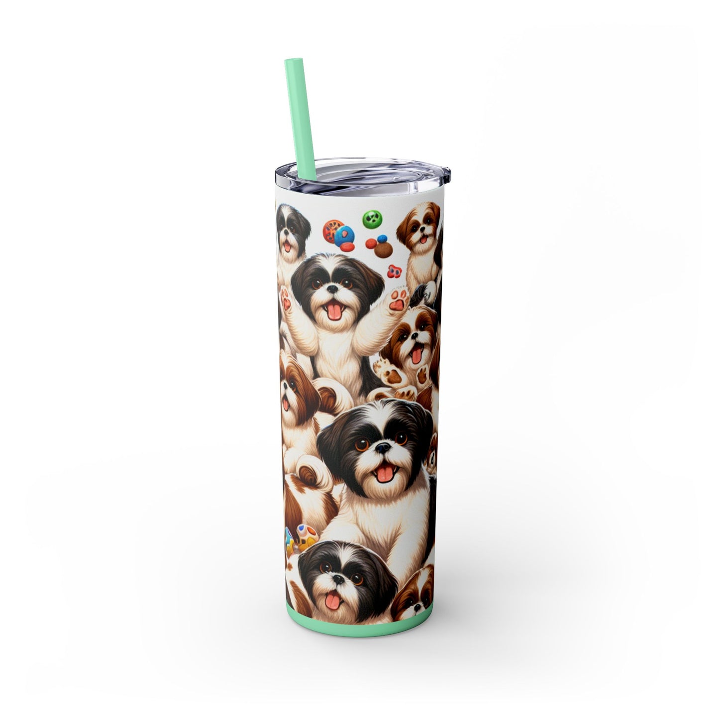 Shih Tzu Skinny Tumbler with Straw, 20oz